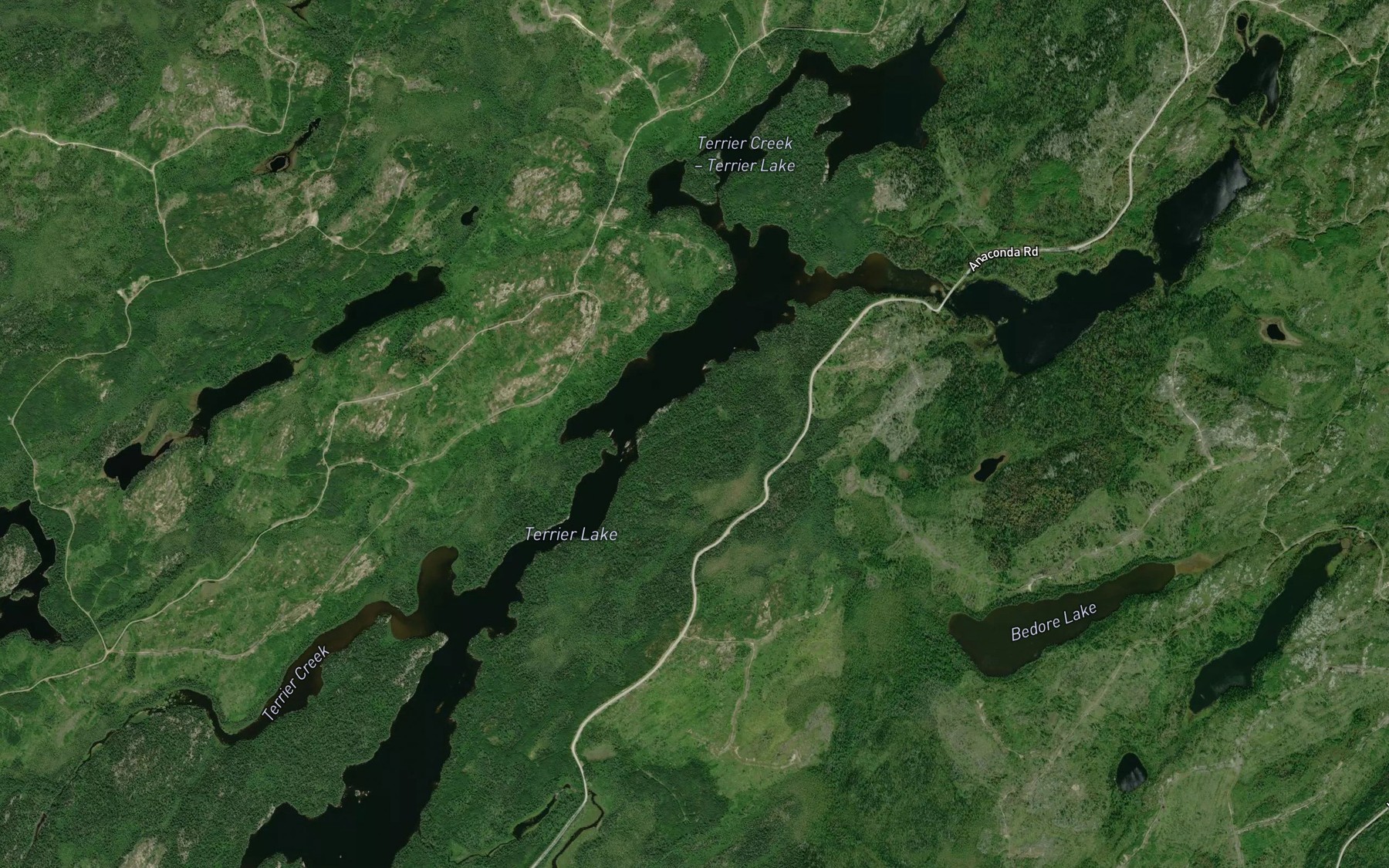Satellite map of the Terrier Lake