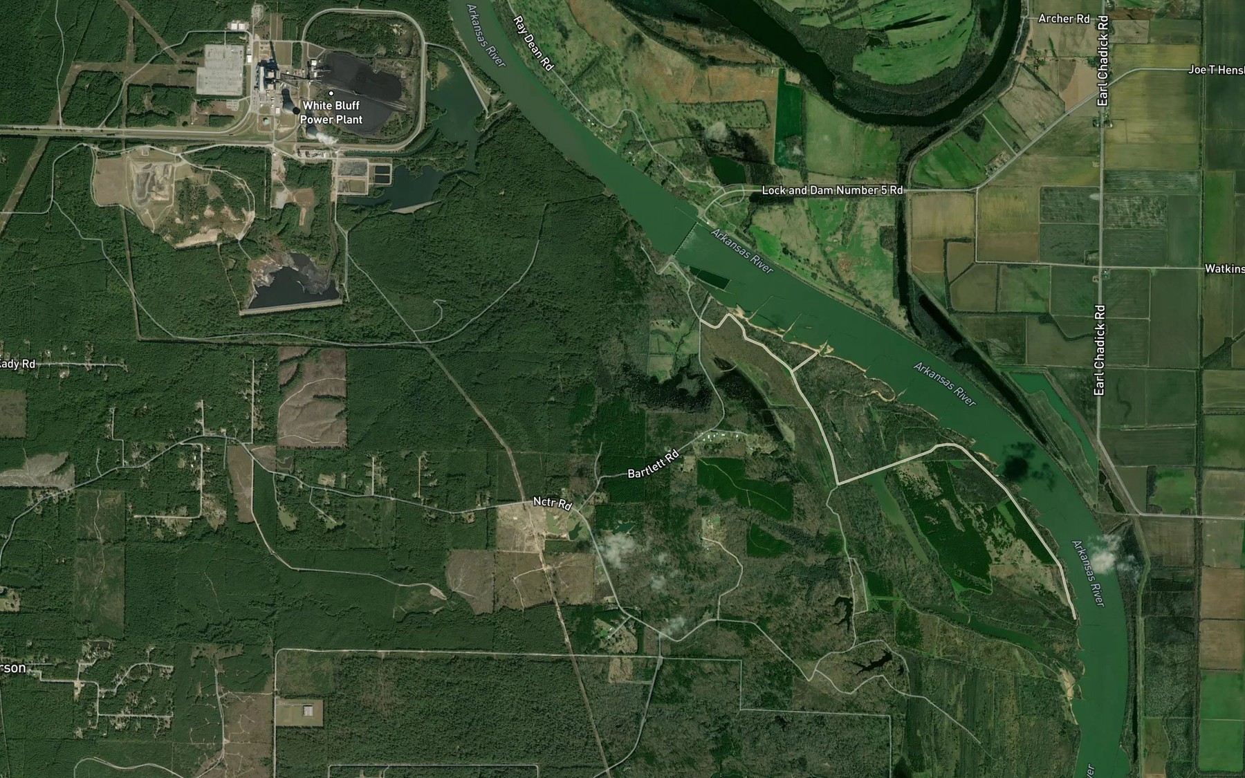 Satellite map of the Love Creek