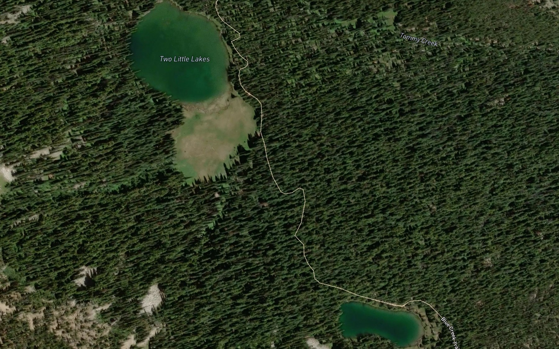 Satellite map of the Two Little Lakes