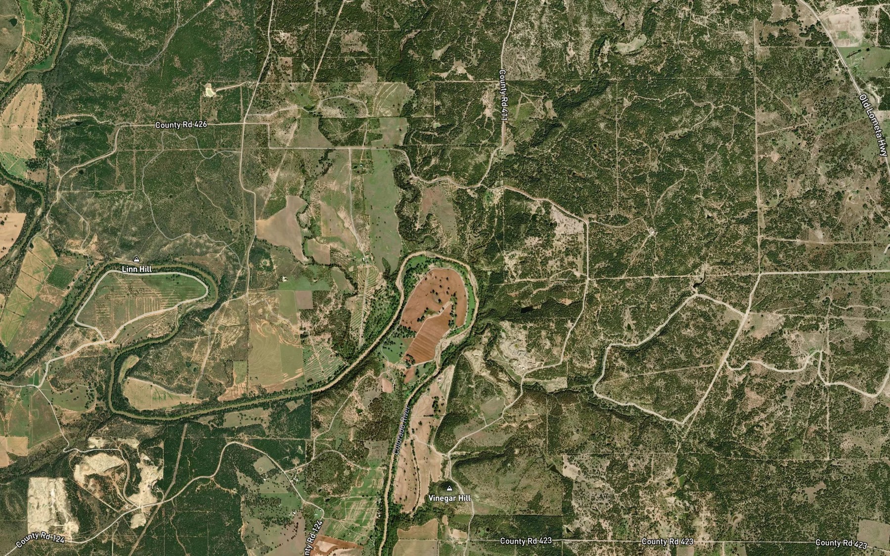 Satellite map of the Shaw Bend