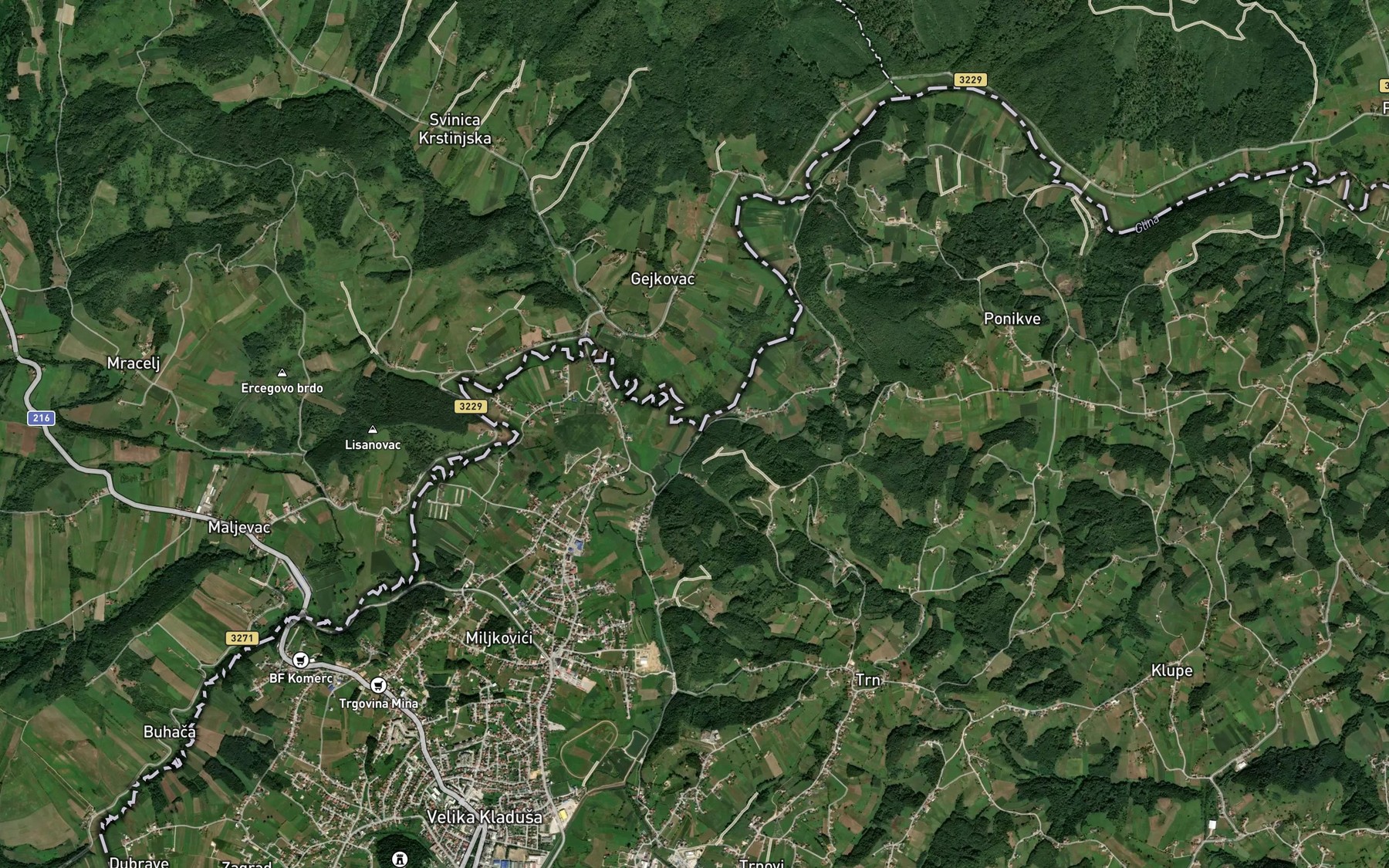 Satellite map of the Kladusnica