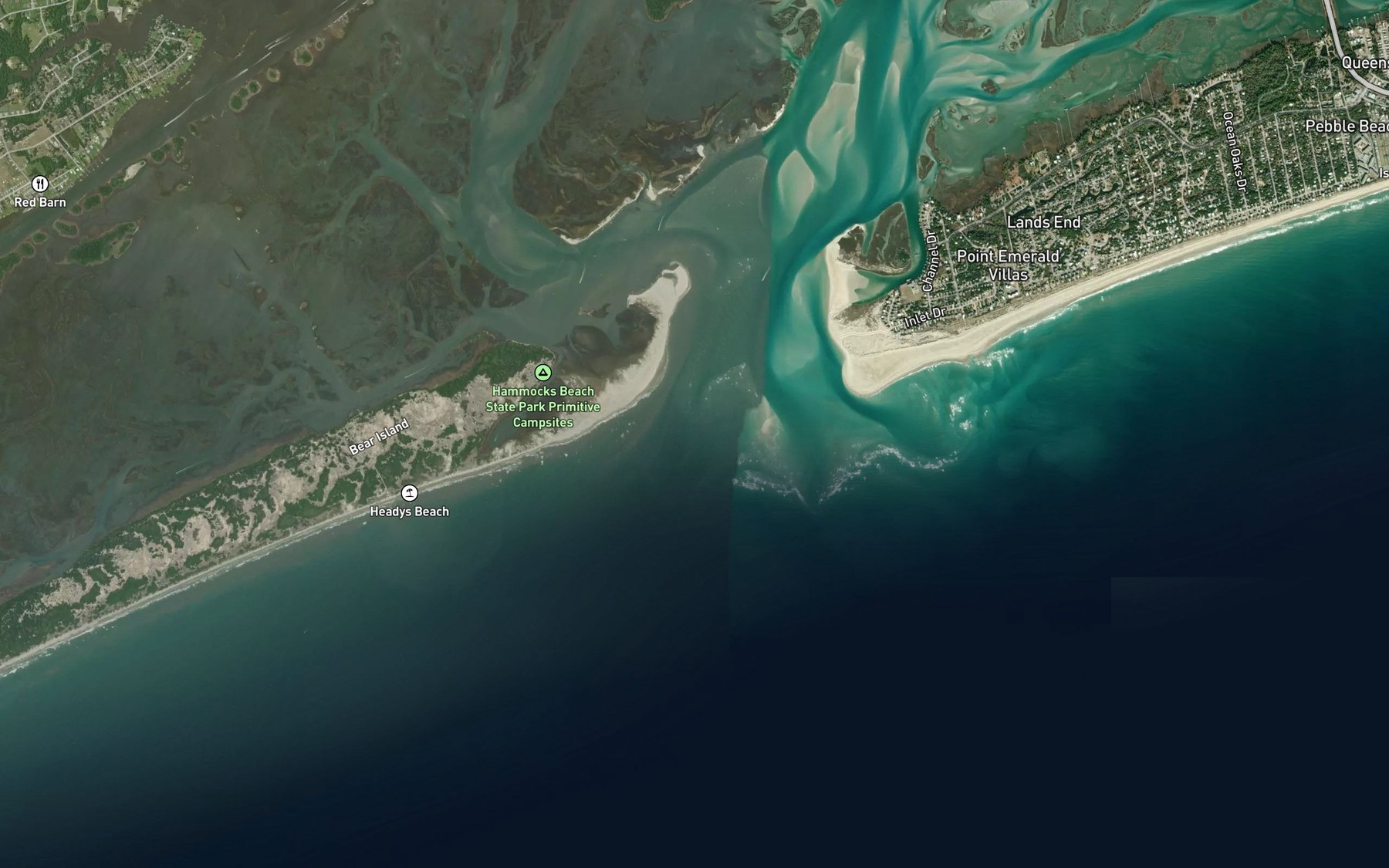 Satellite map of the White Oak River