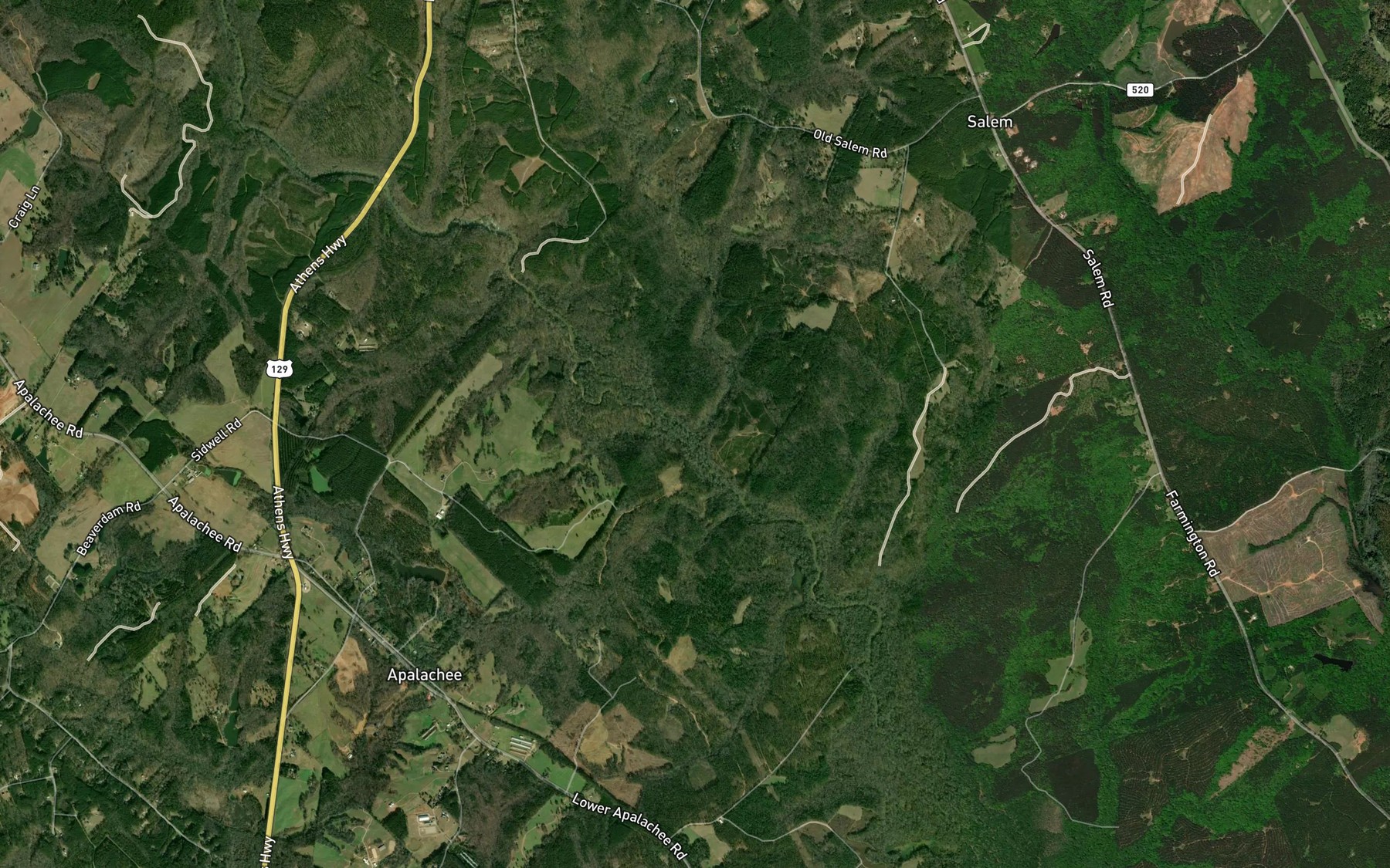 Satellite map of the Wolf Creek