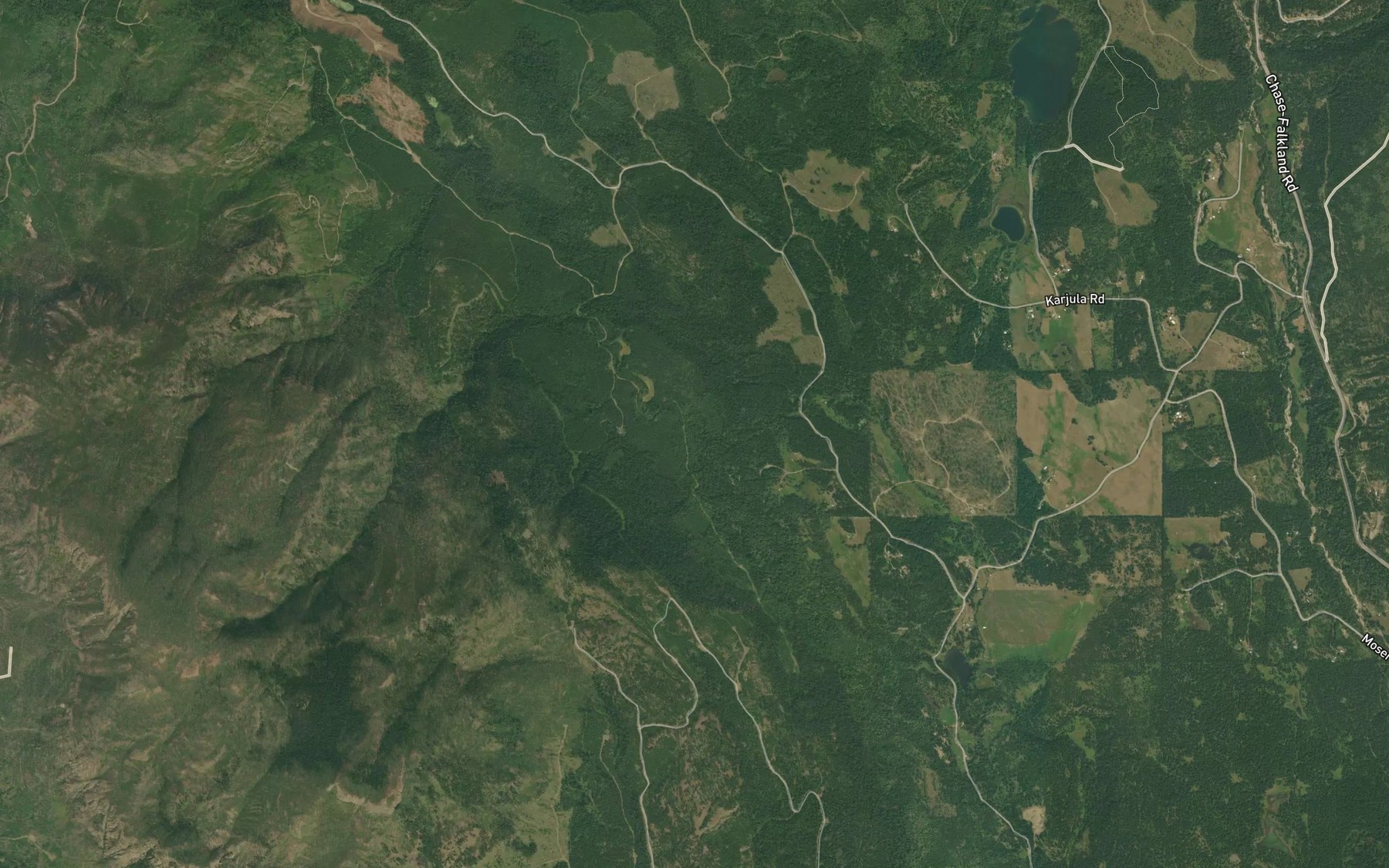 Satellite map of the Raspberry Creek
