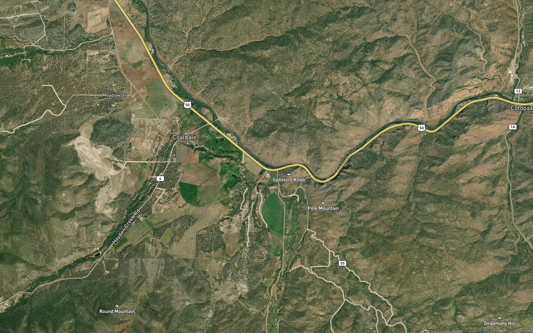 Satellite map of the Fox Canyon Creek