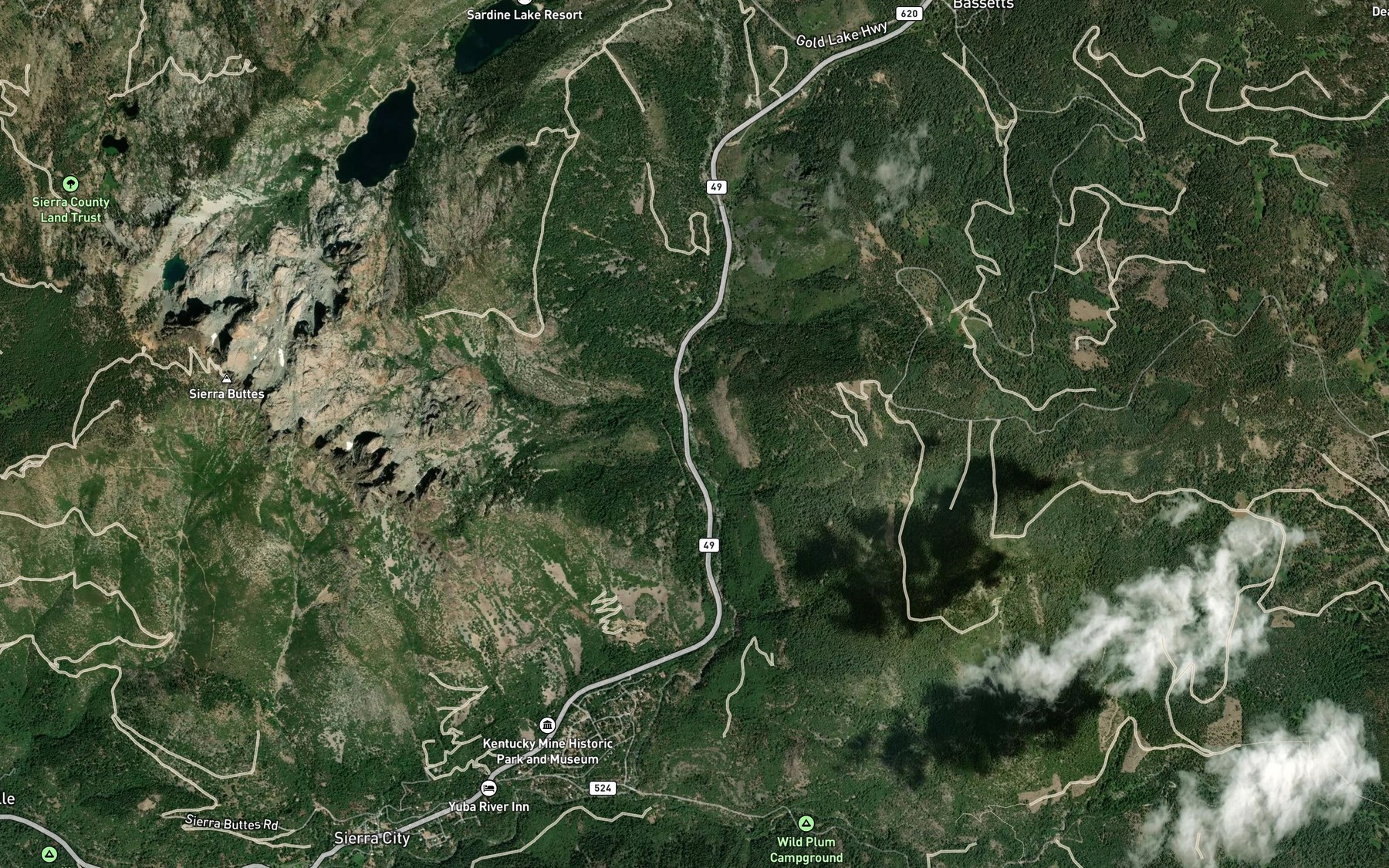 Satellite map of the Flume Creek