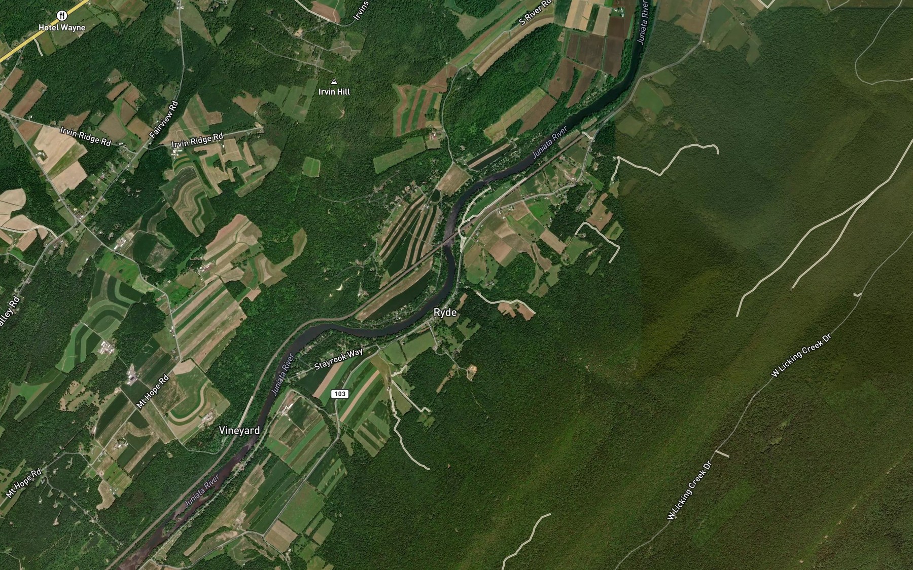 Satellite map of the Shanks Run