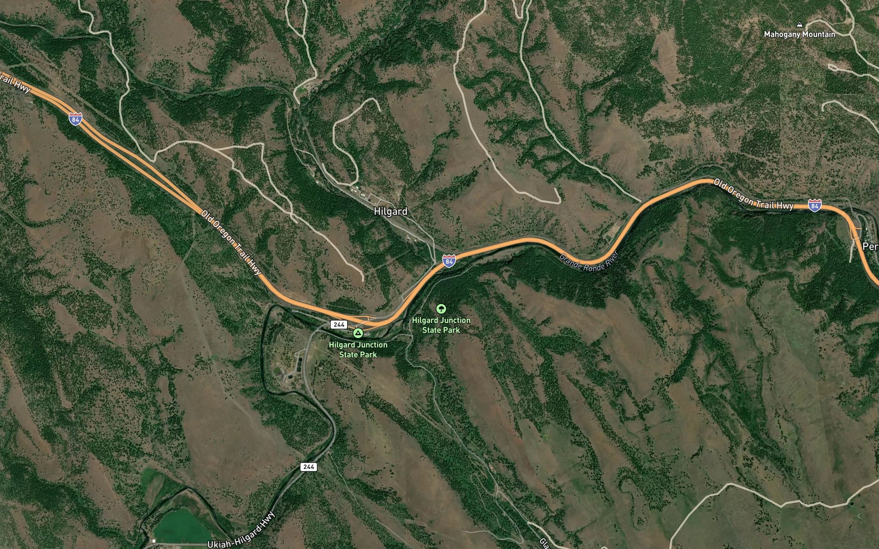Satellite map of the Five Points Creek