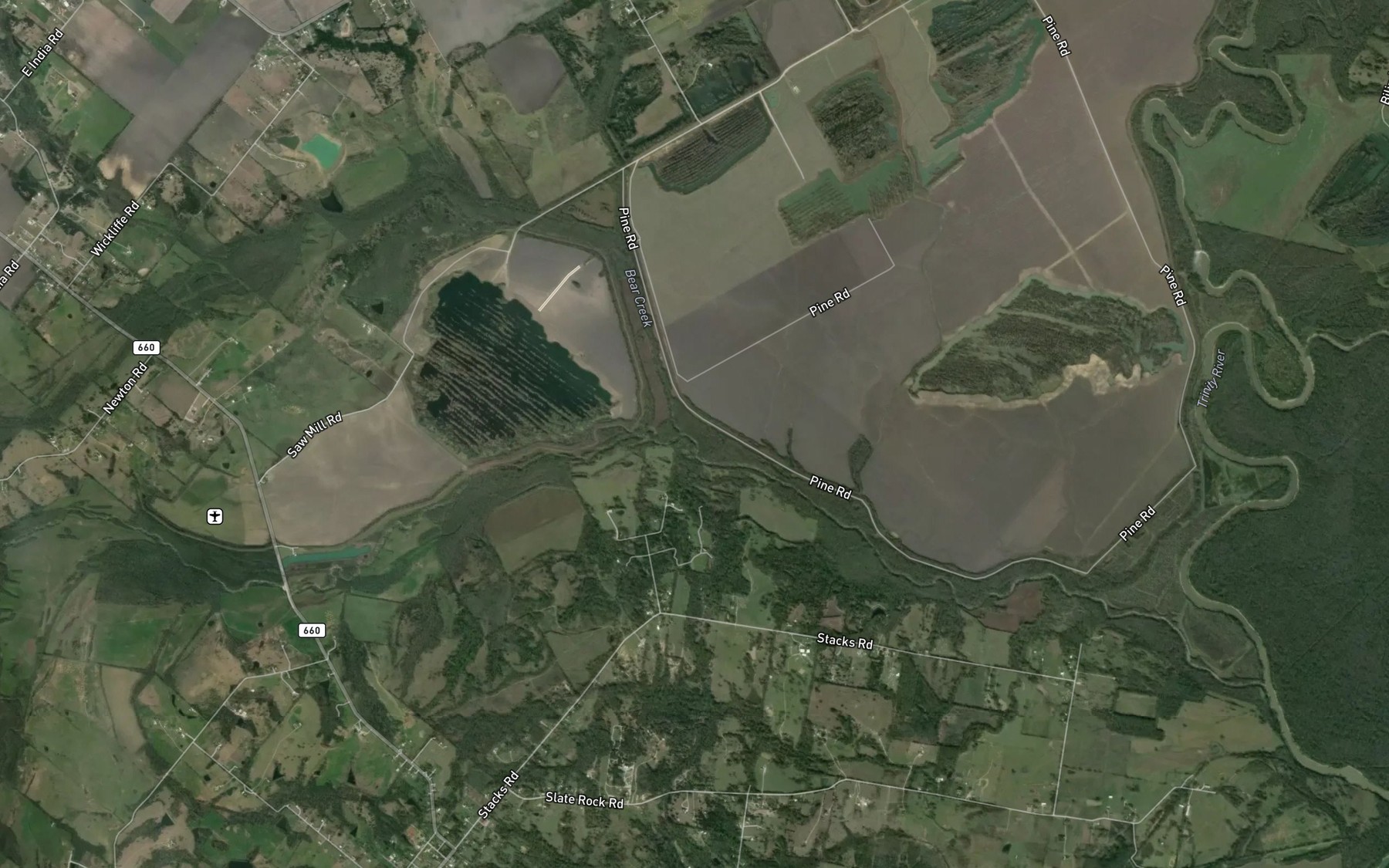 Satellite map of the Bear Creek