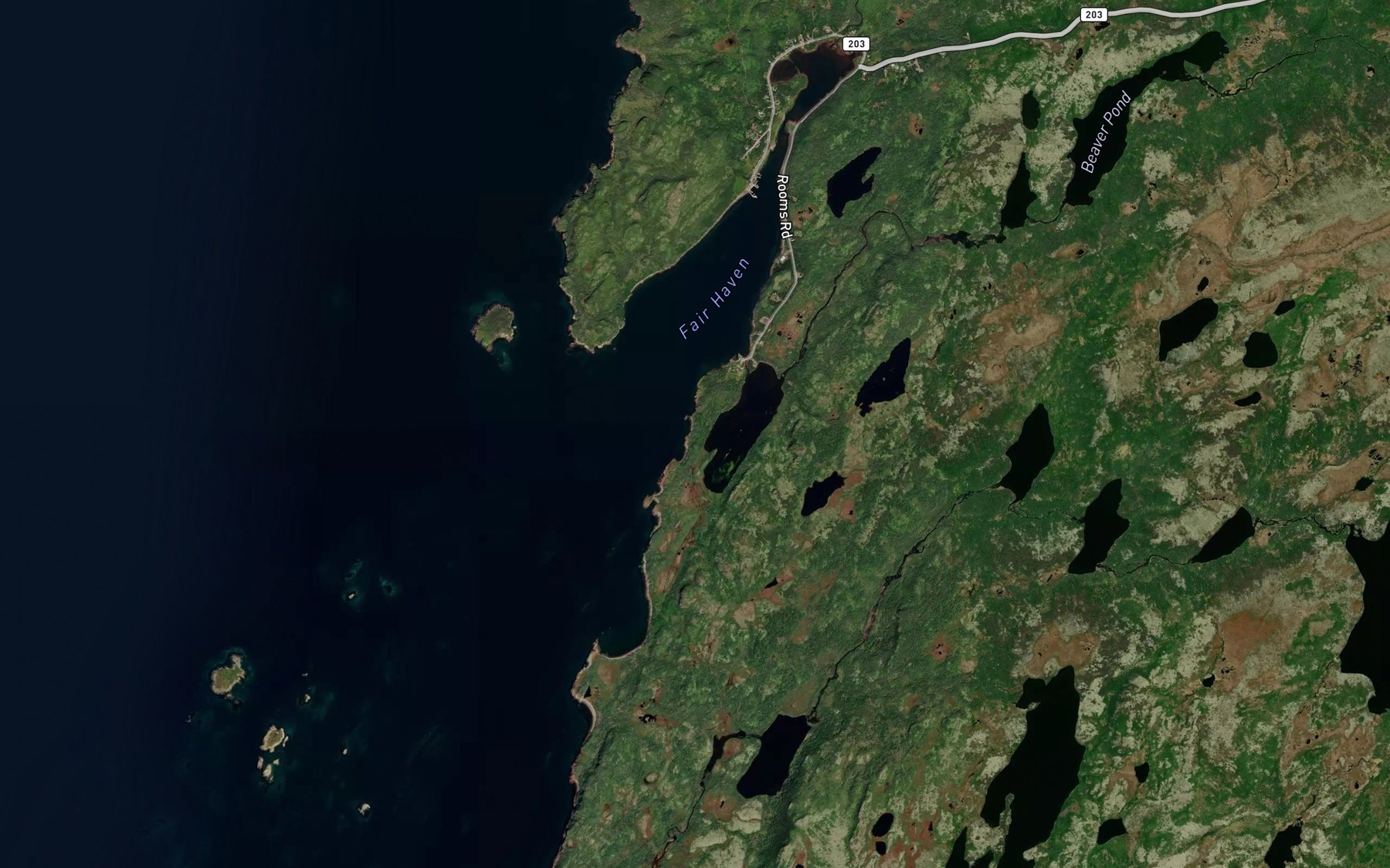 Satellite map of the Butter Cove