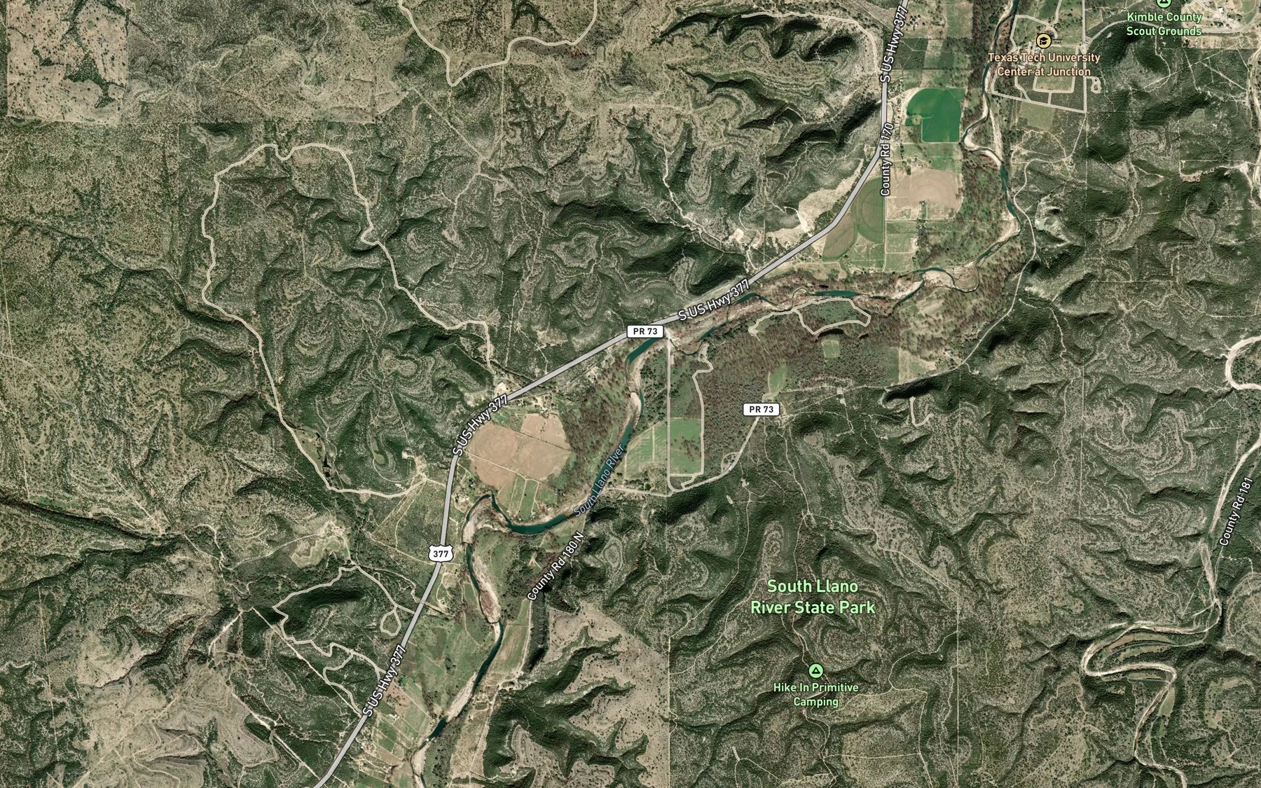 Satellite map of the Potter Creek
