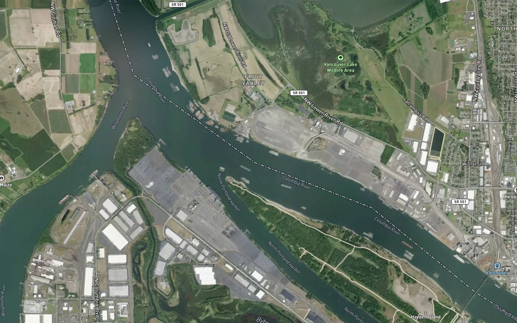 Satellite map of the Vancouver Range