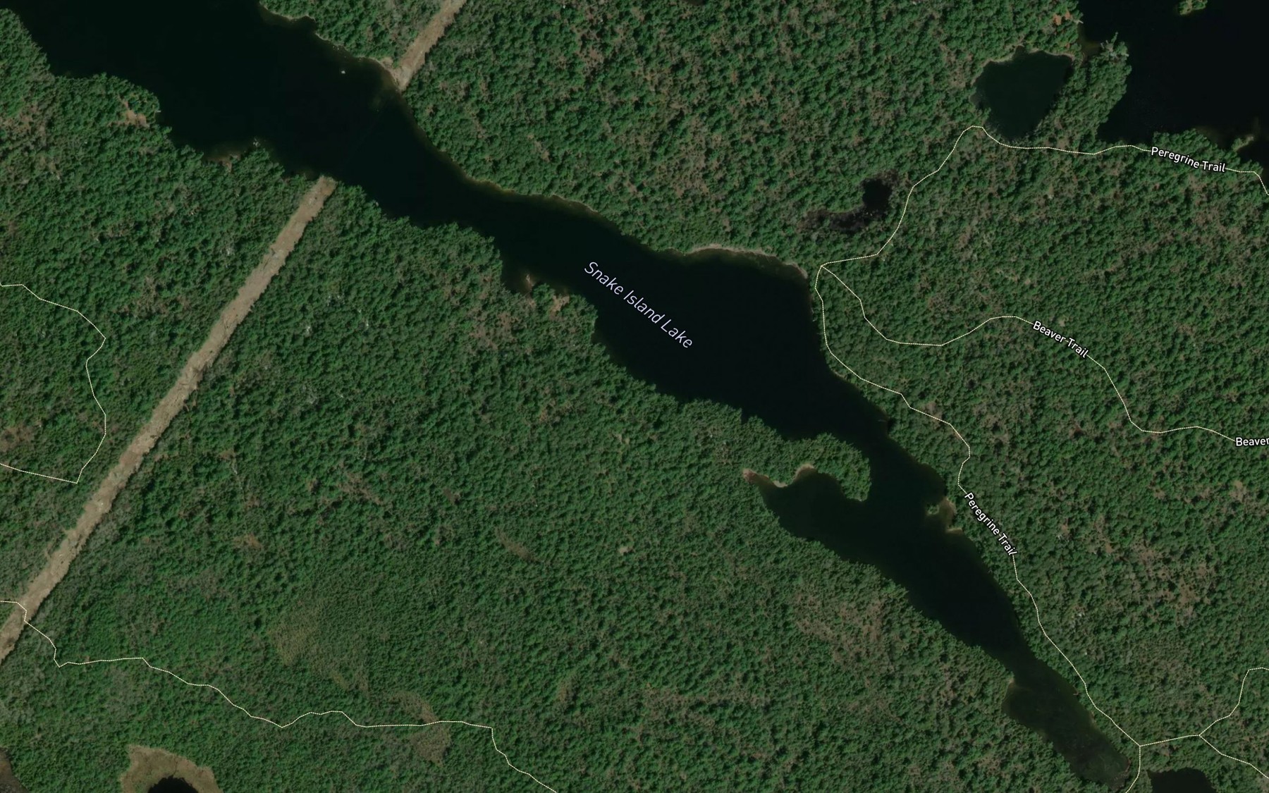 Satellite map of the Snake Island Lake