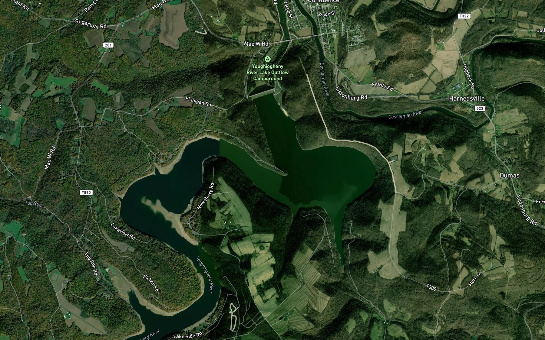 Satellite map of the Horseshoe Bend