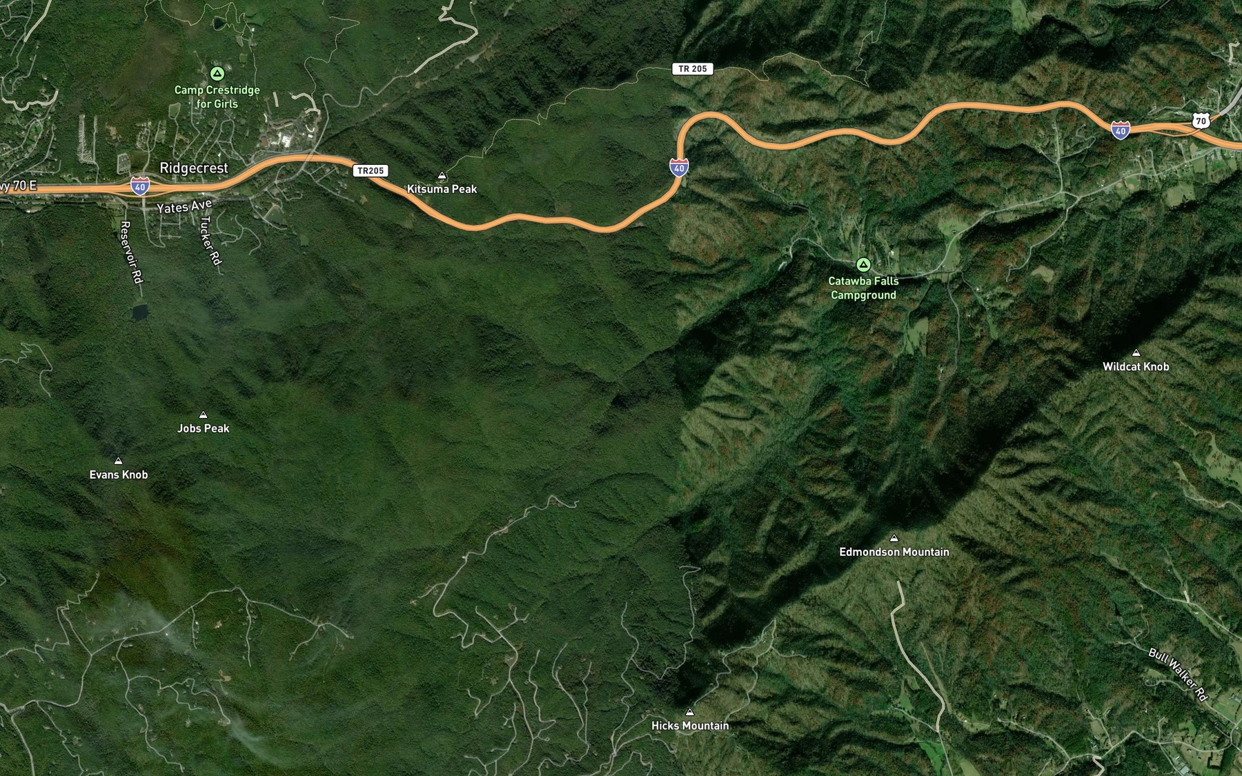 Satellite map of the Chestnut Branch