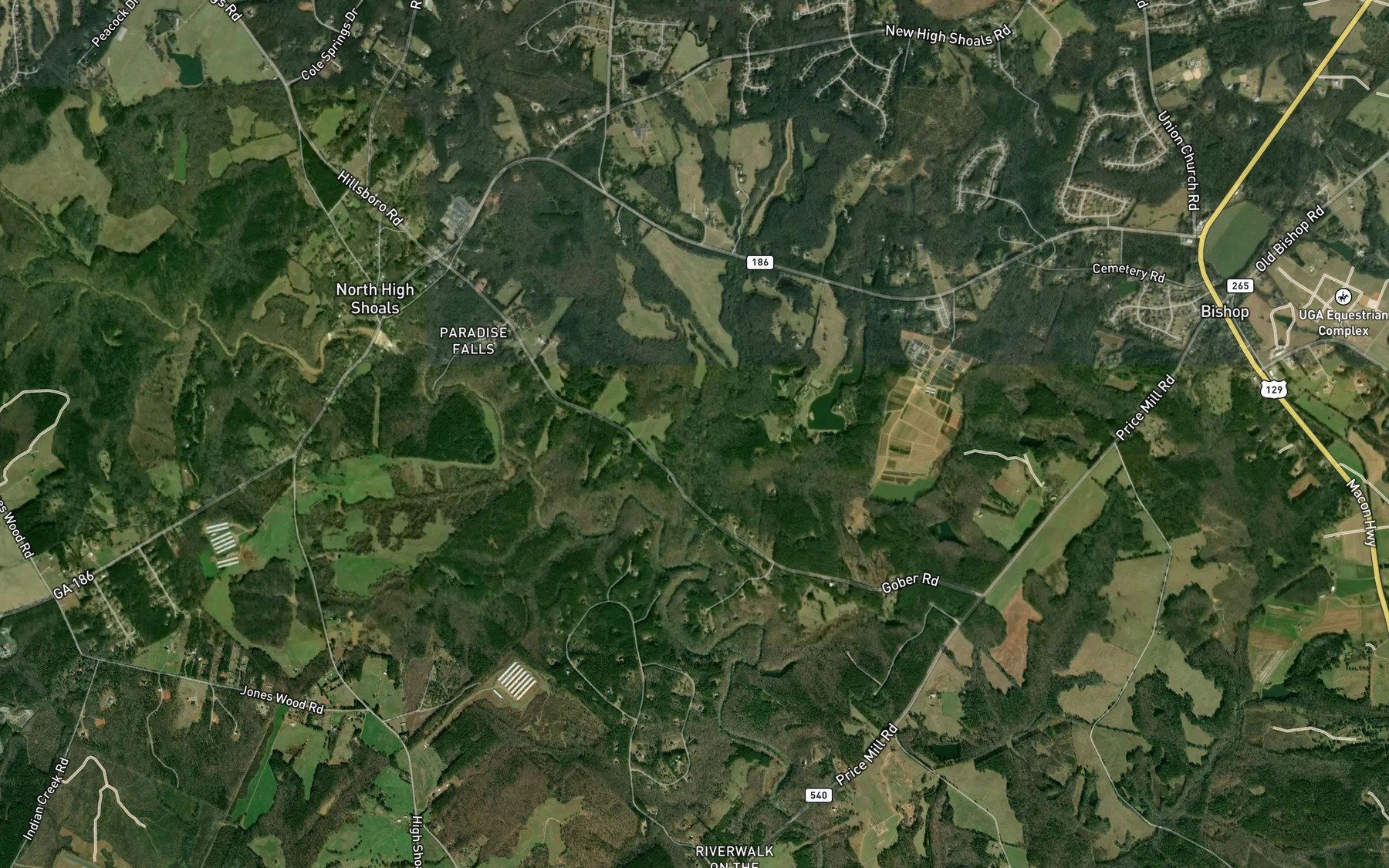 Satellite map of the Frazer Creek
