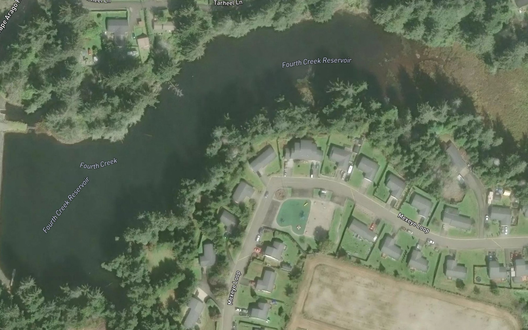 Satellite map of the Fourth Creek Reservoir