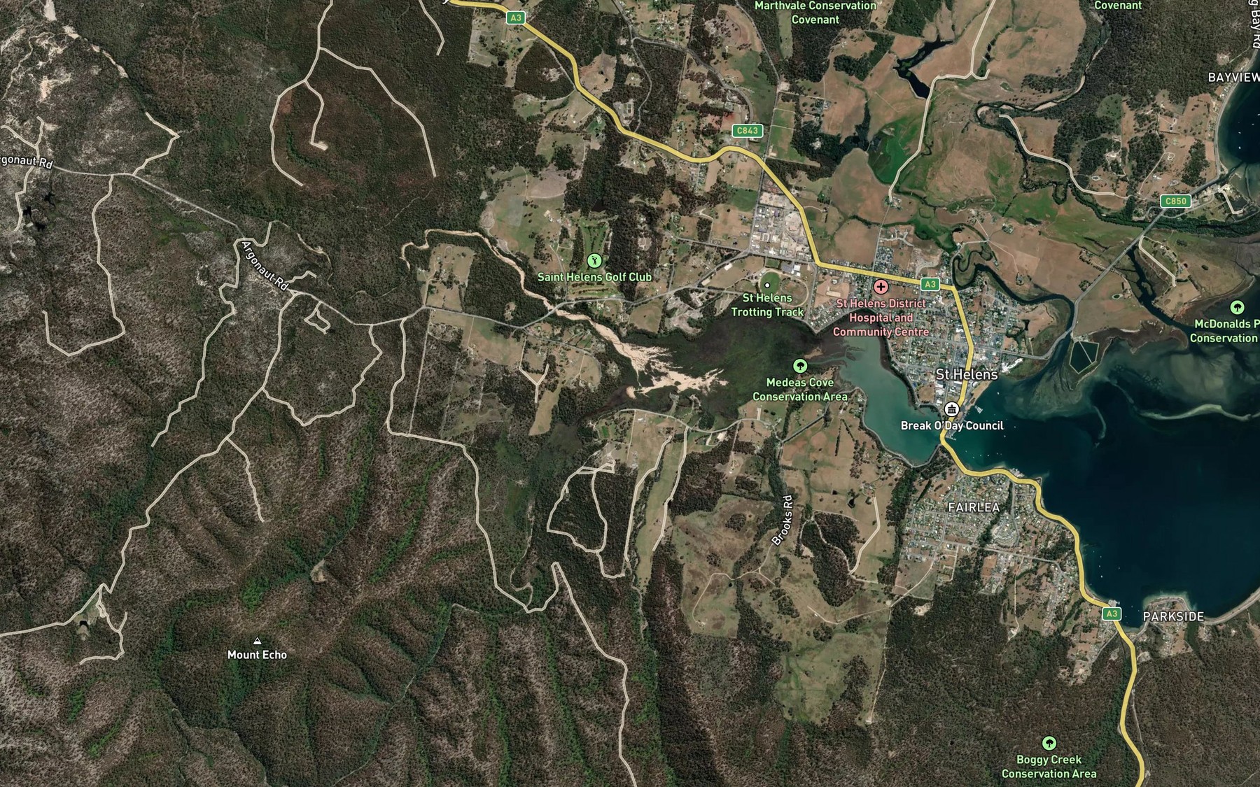 Satellite map of the Constable Creek