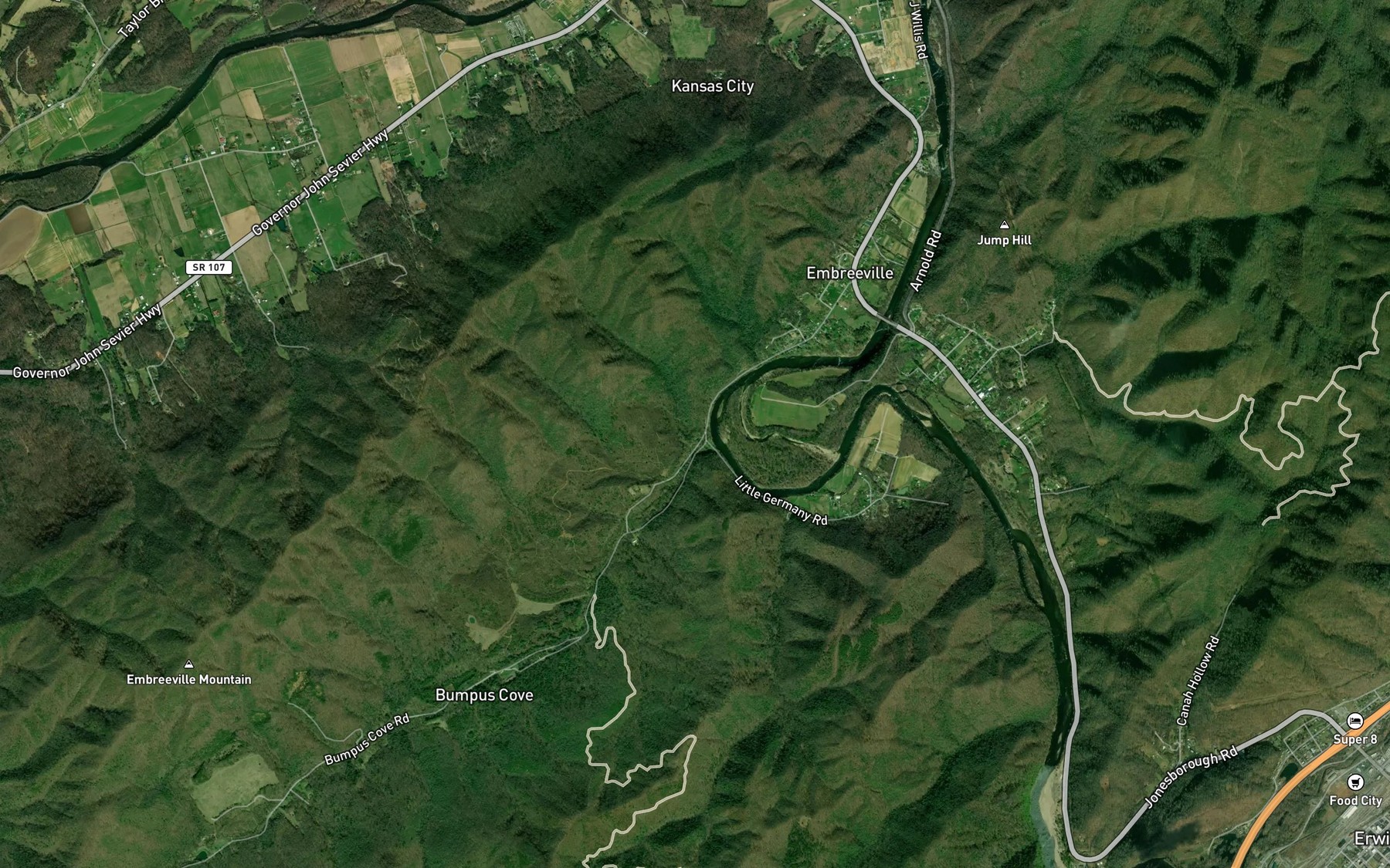 Satellite map of the Yates Spring