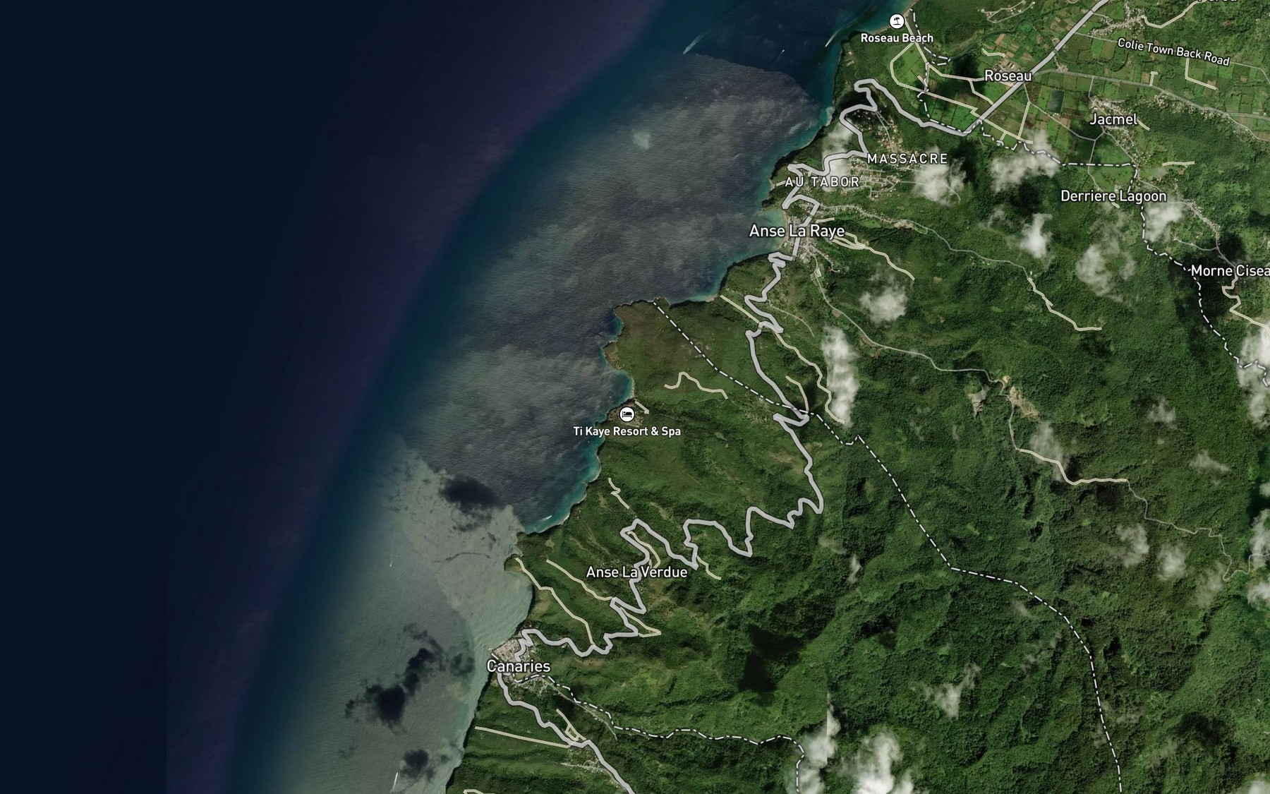 Satellite map of the Anse Cochon River