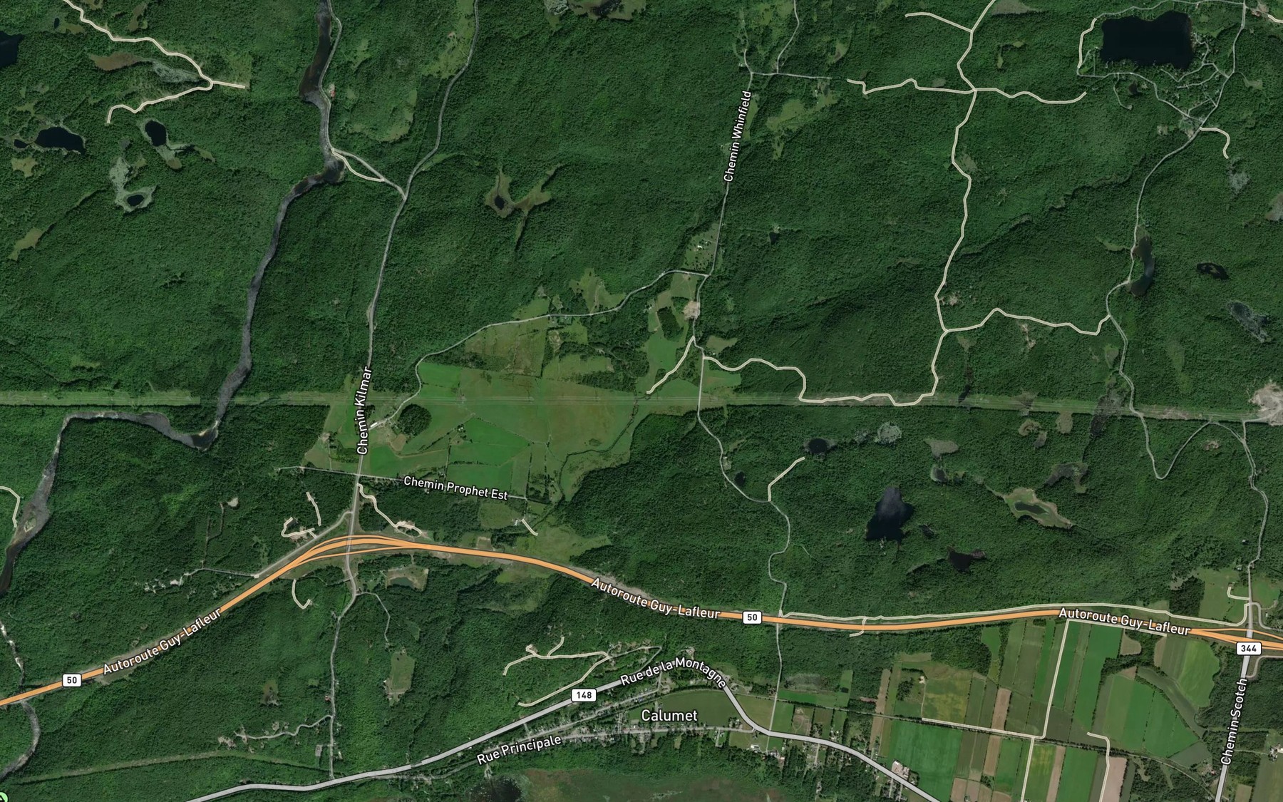 Satellite map of the Riviere du Calumet Est