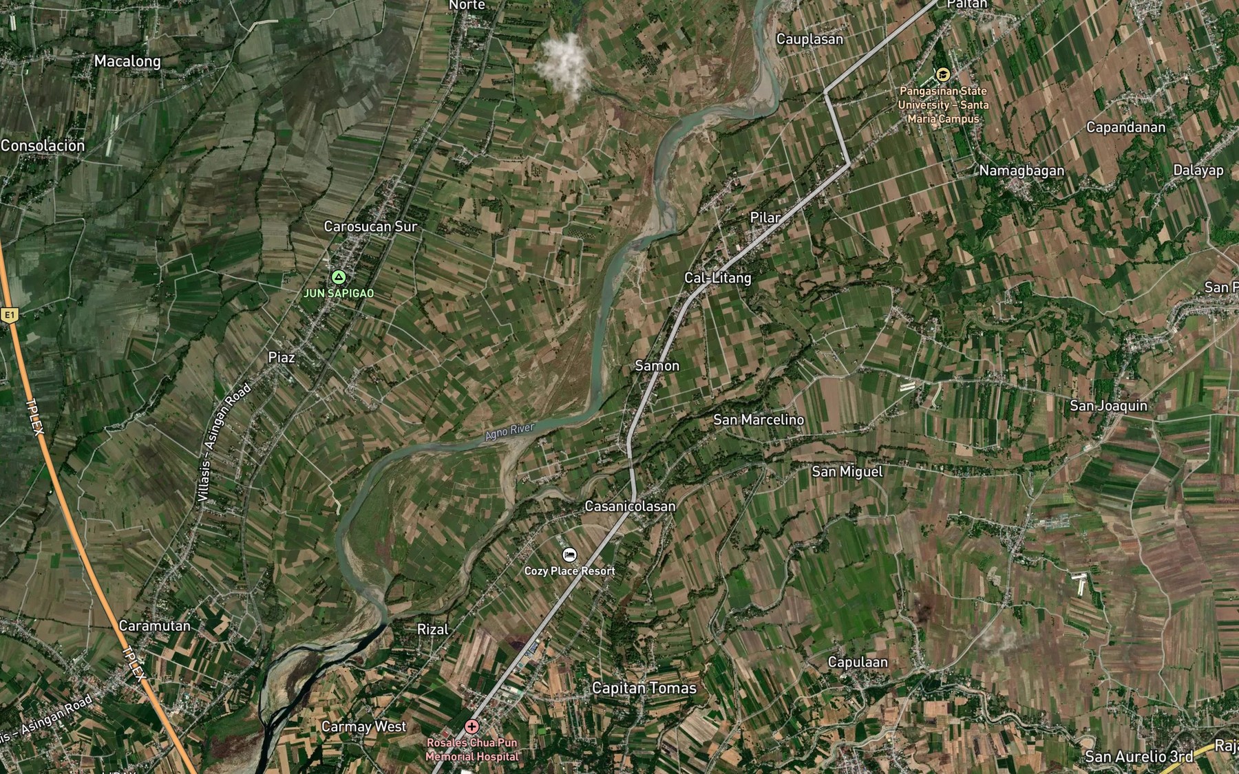 Satellite map of the Samon River