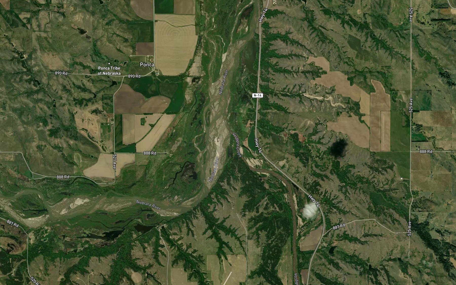 Satellite map of the Verdigre Creek