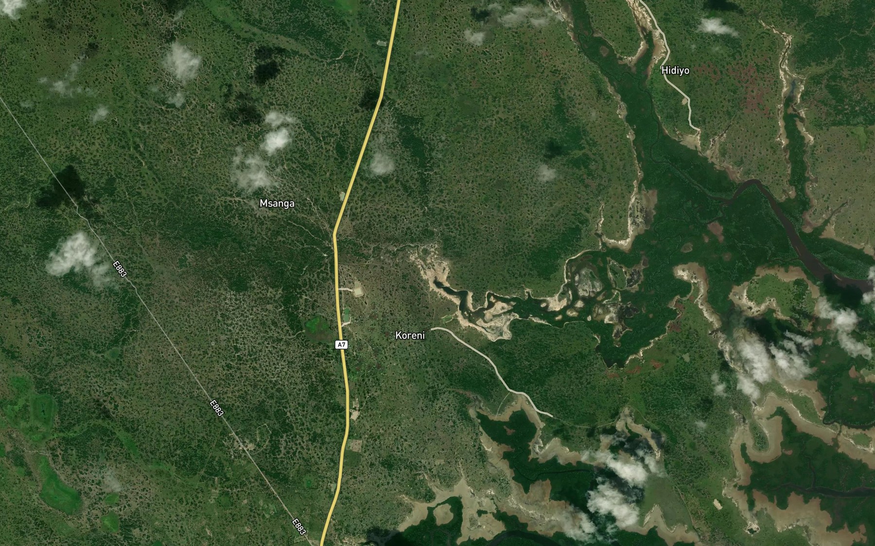 Satellite map of the Mkondo wa Koreni