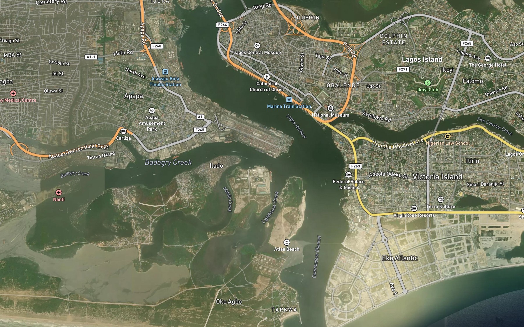 Satellite map of the Middle Creek