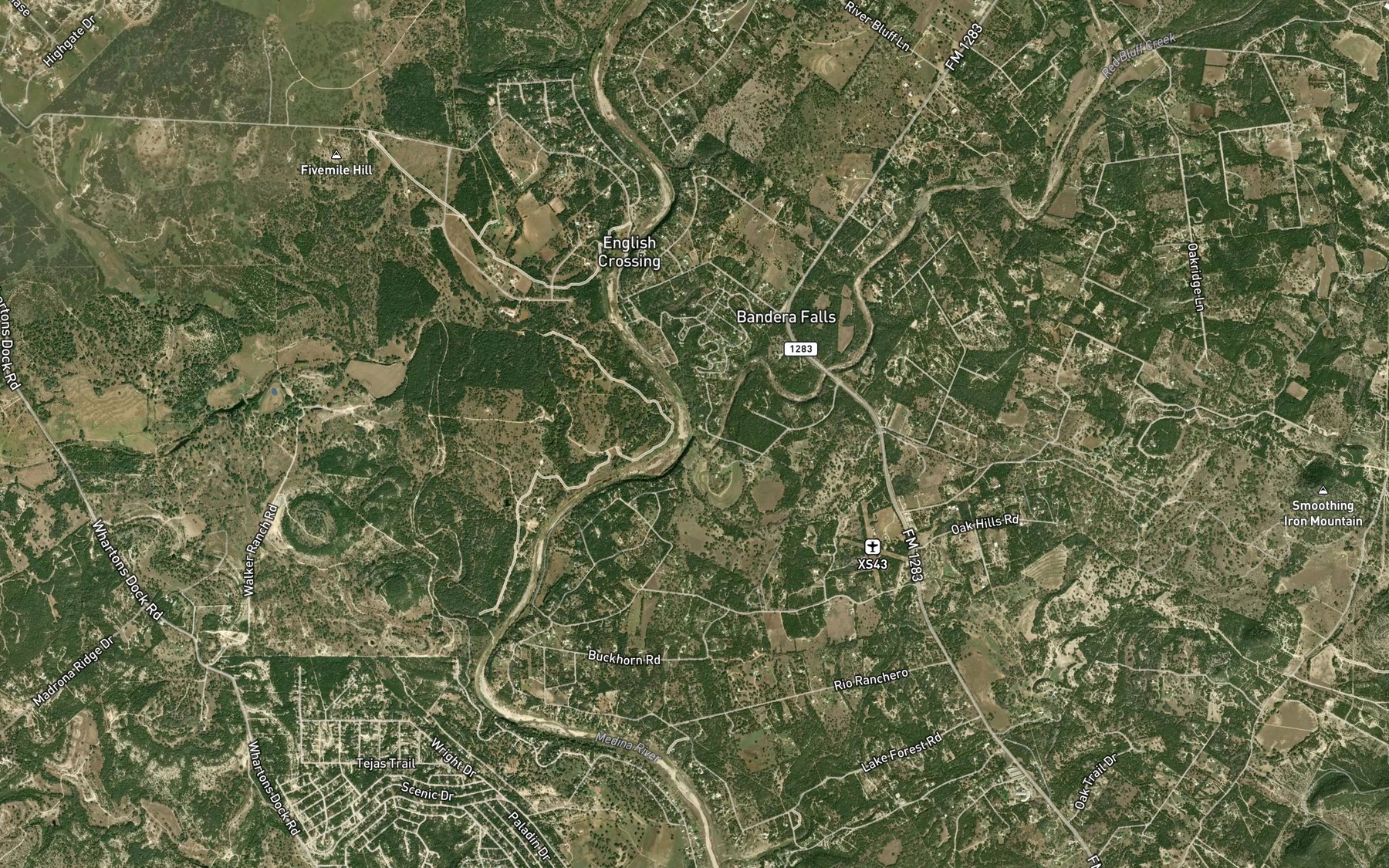 Satellite map of the Red Bluff Creek