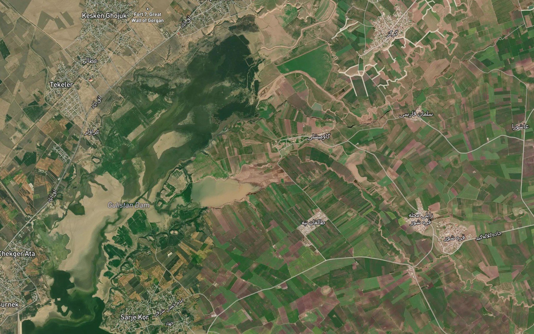 Satellite map of the Rudkhaneh-ye Qarah Su