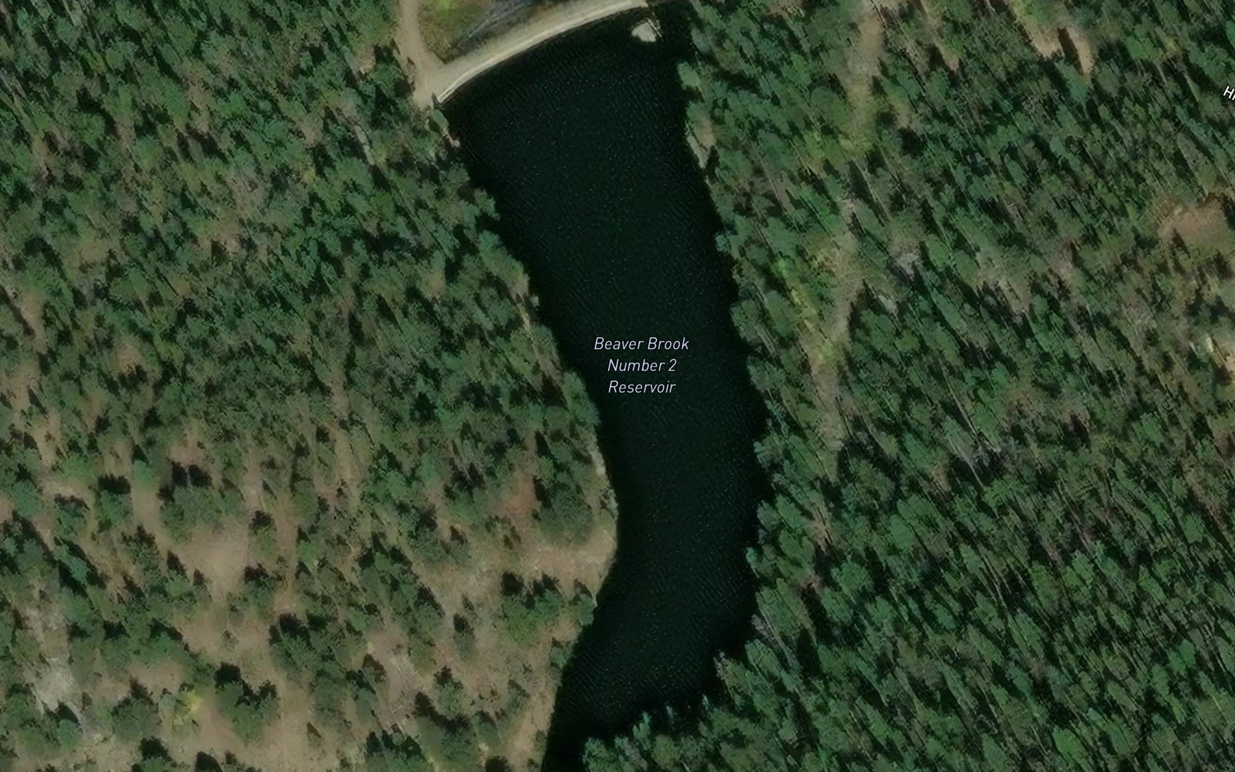 Satellite map of the Beaver Brook Number 2 Reservoir