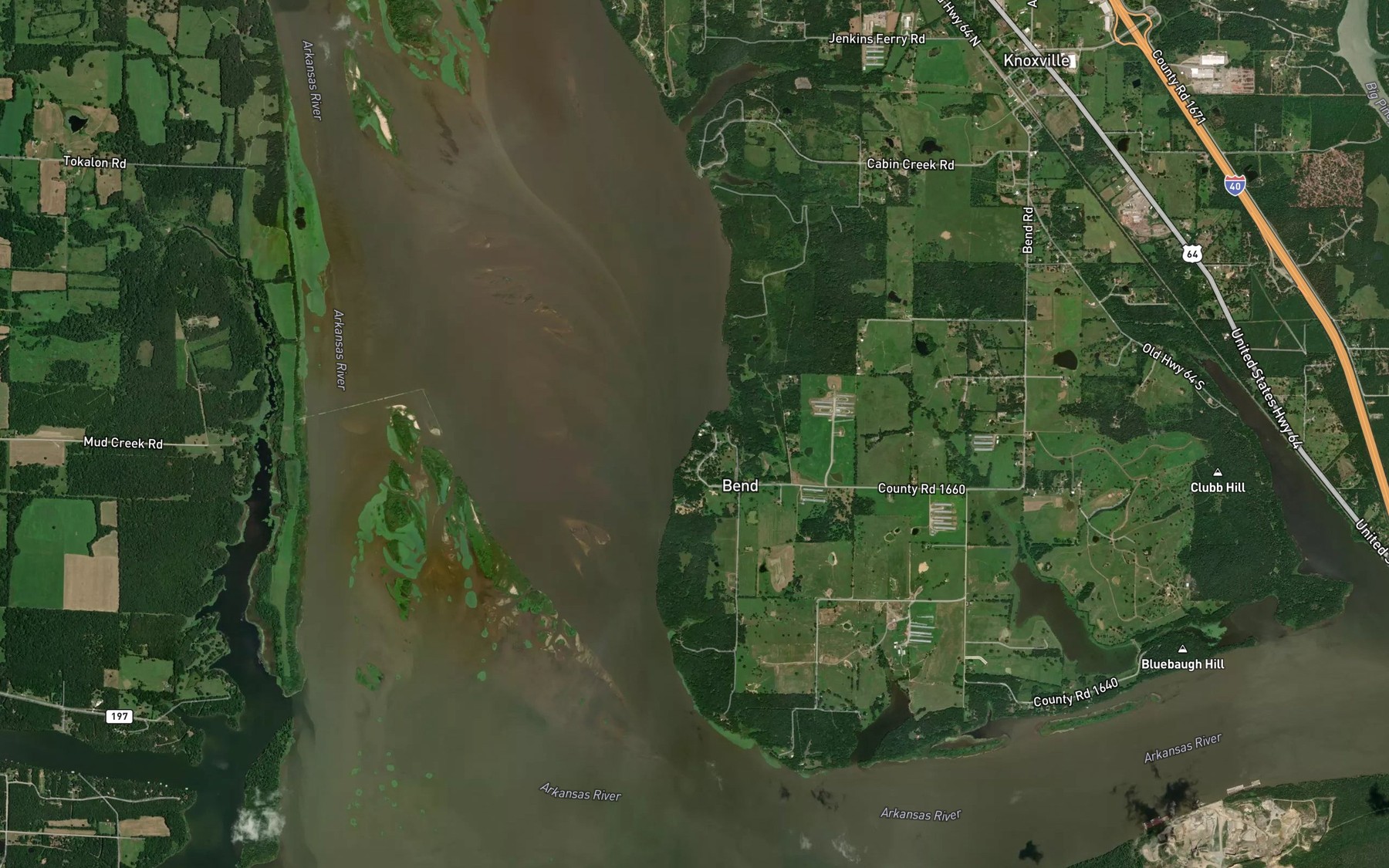 Satellite map of the Cabin Creek