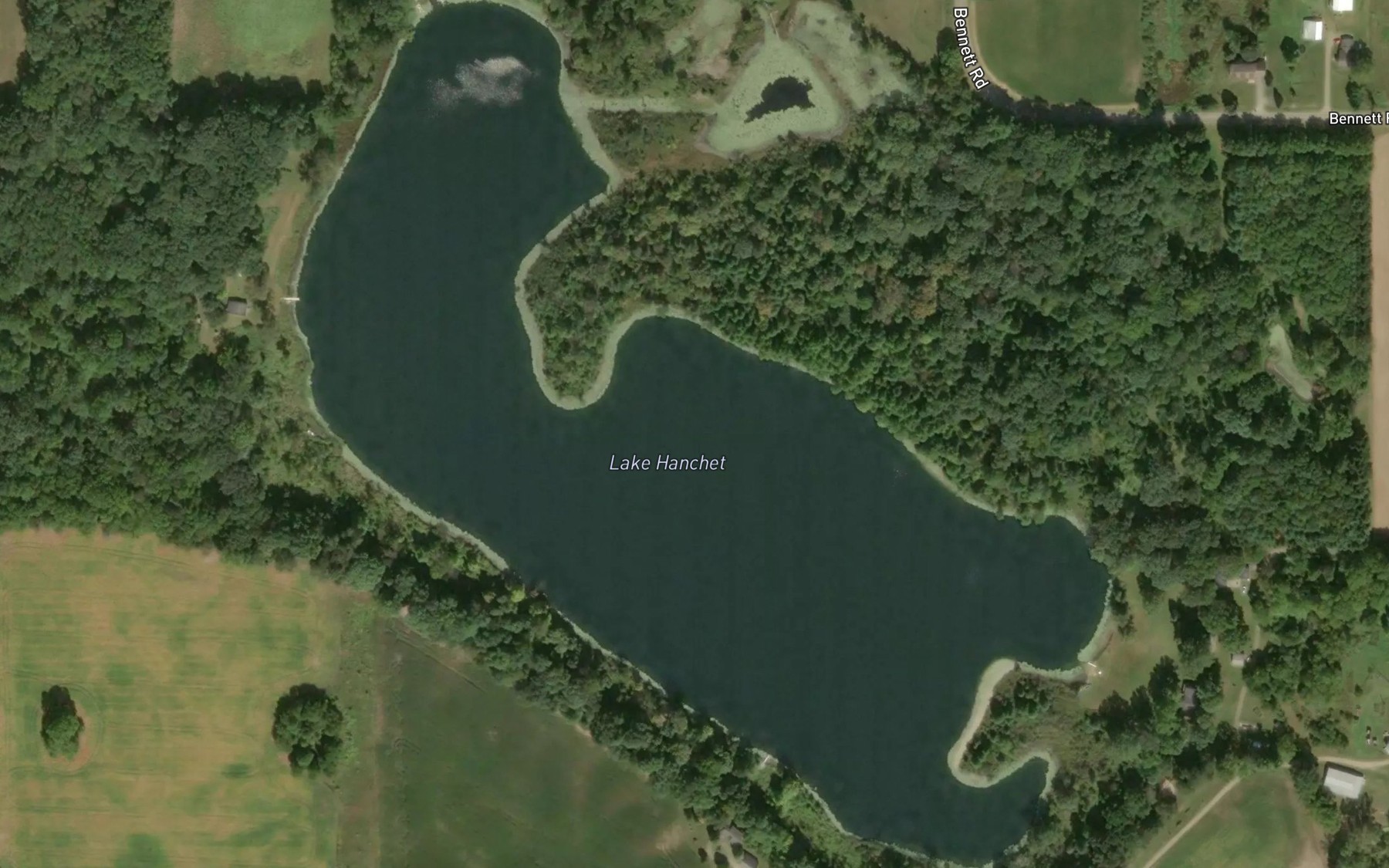 Satellite map of the Lake Hanchet
