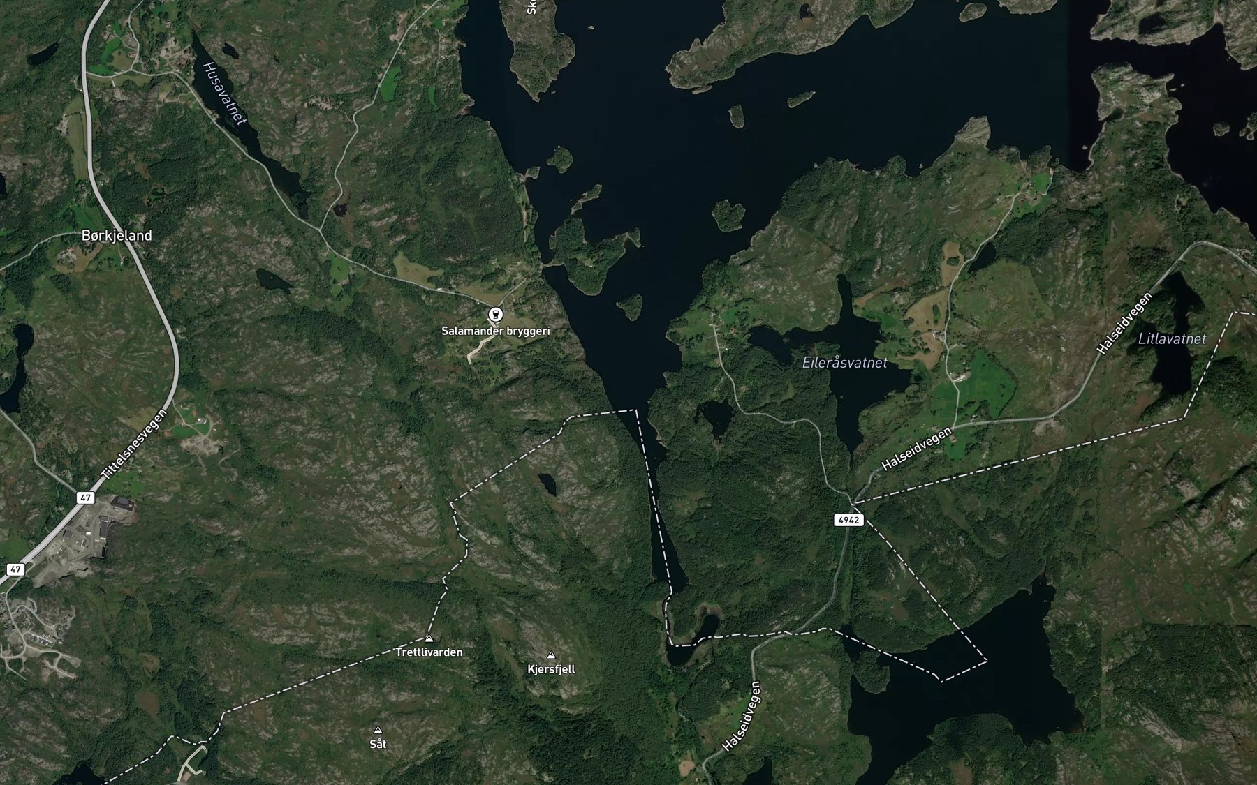 Satellite map of the Vigdarvatnet