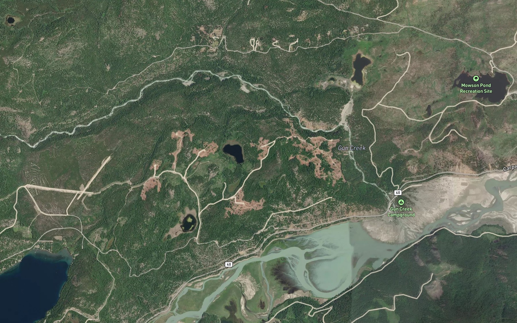 Satellite map of the Plateau Ponds