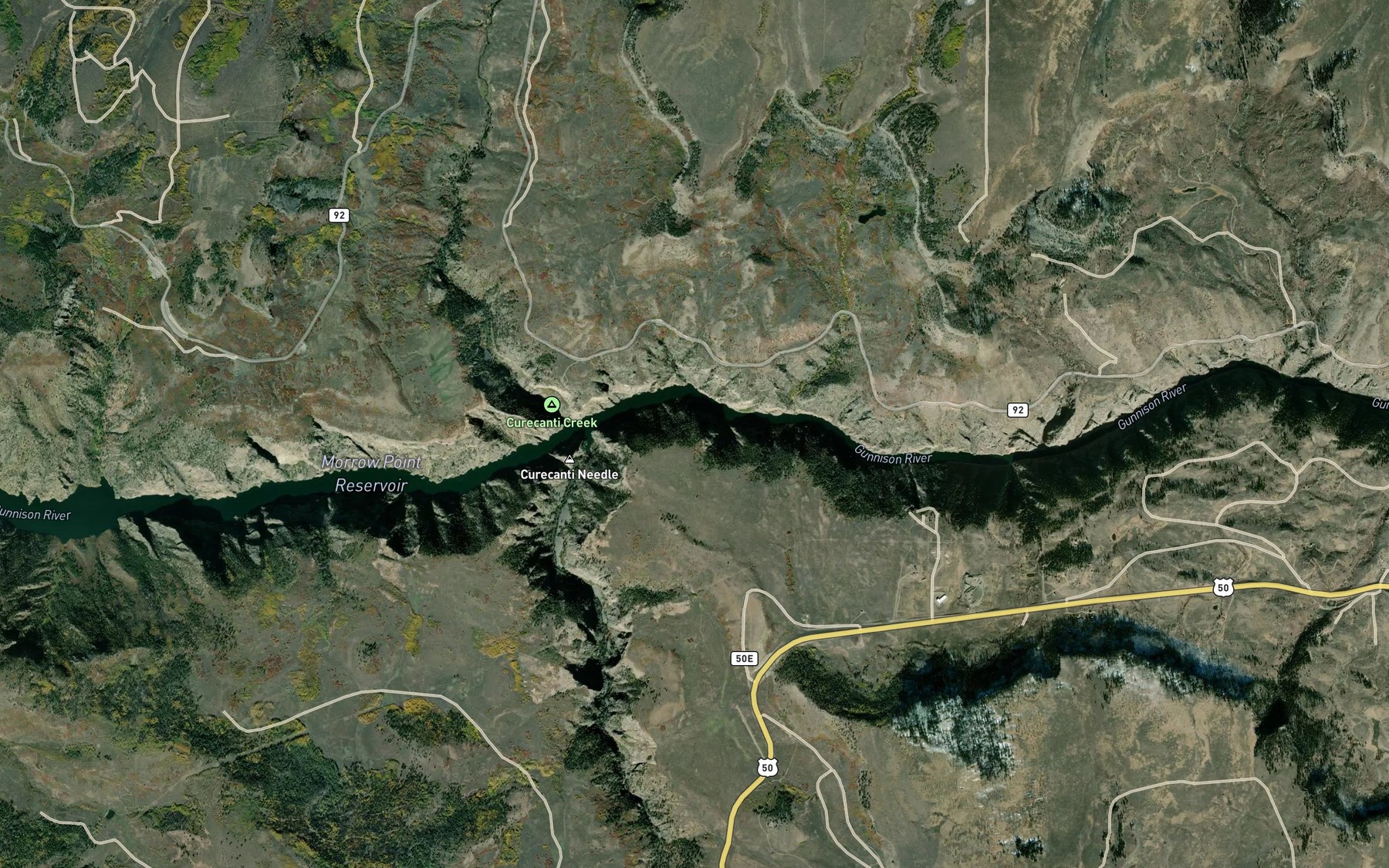 Satellite map of the Blue Creek