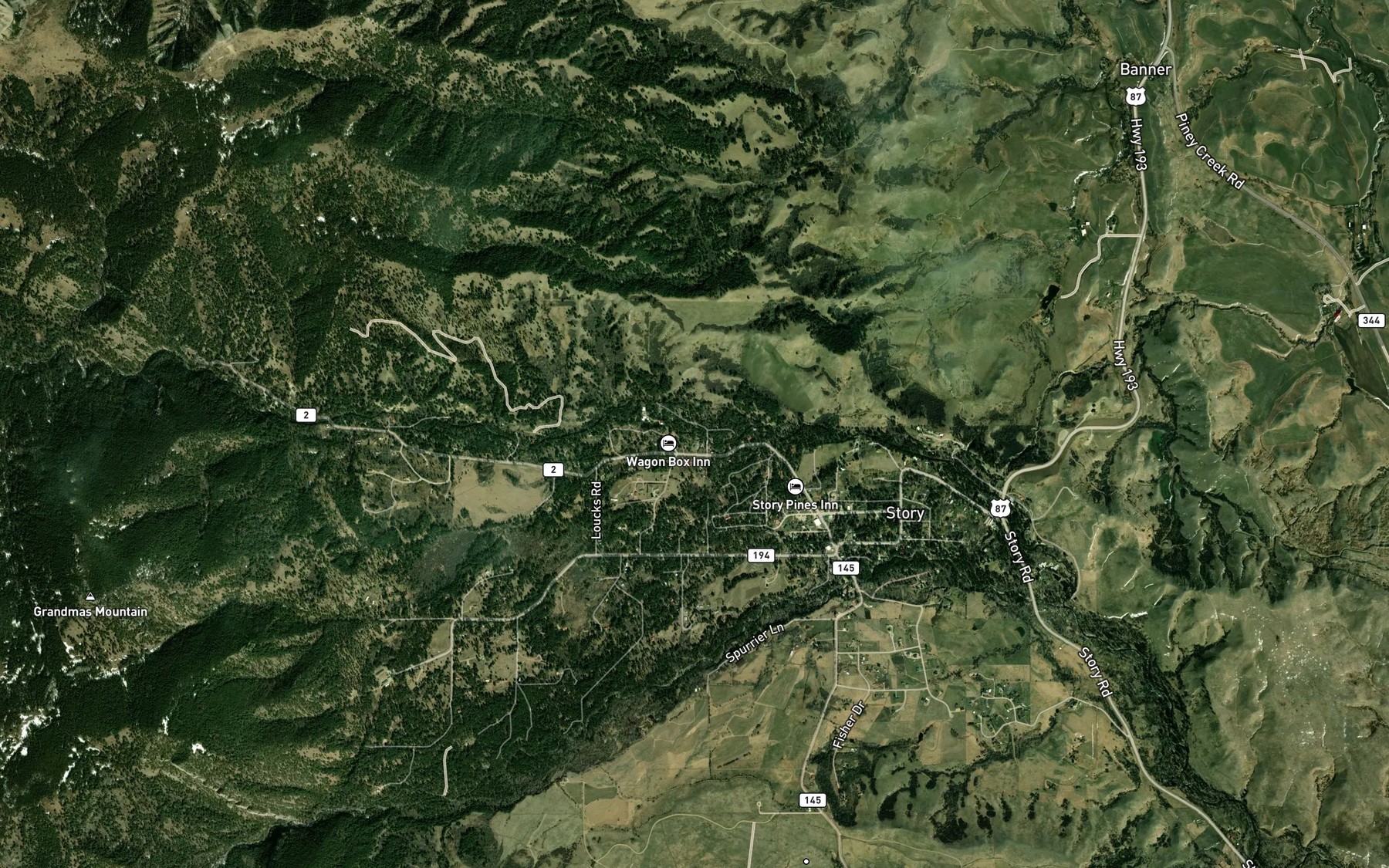 Satellite map of the Spring Creek
