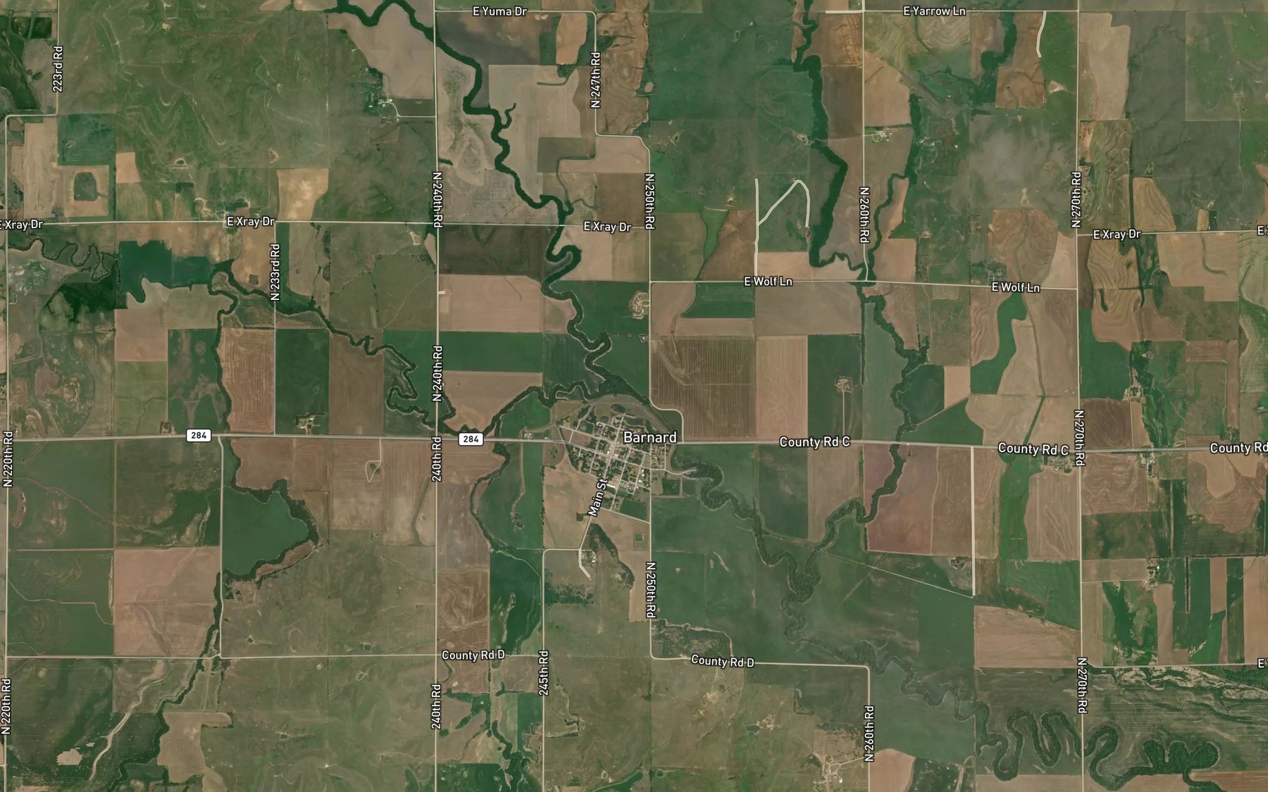 Satellite map of the Rattlesnake Creek