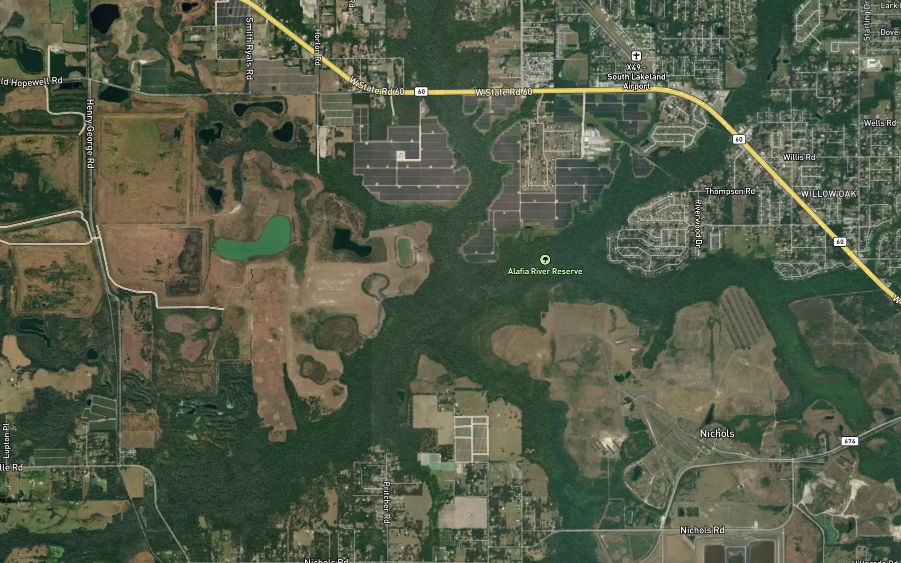 Satellite map of the English Creek