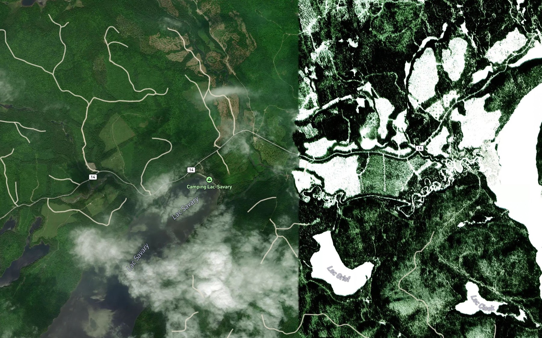 Satellite map of the Ruisseau Fraser