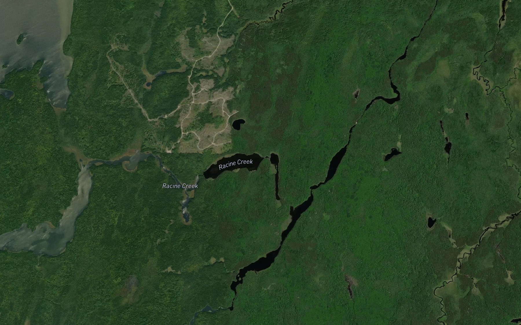 Satellite map of the Racine Creek
