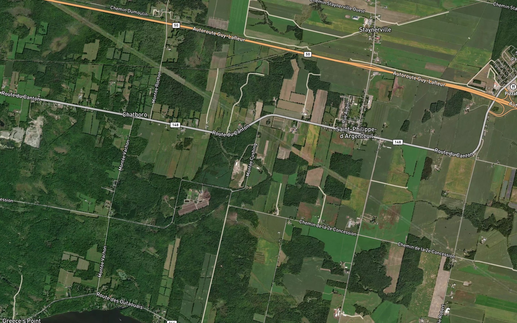 Satellite map of the Branche Demers