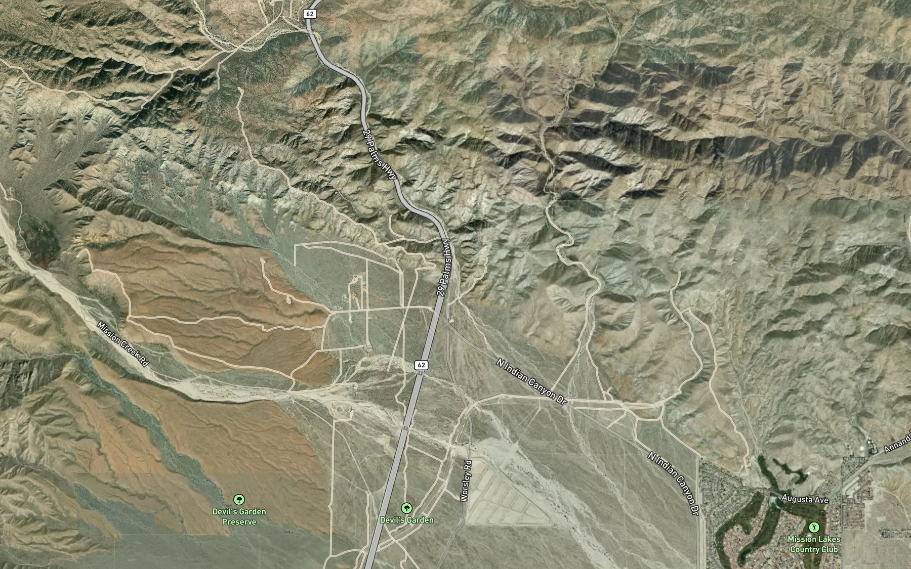 Satellite map of the Dry Morongo Creek