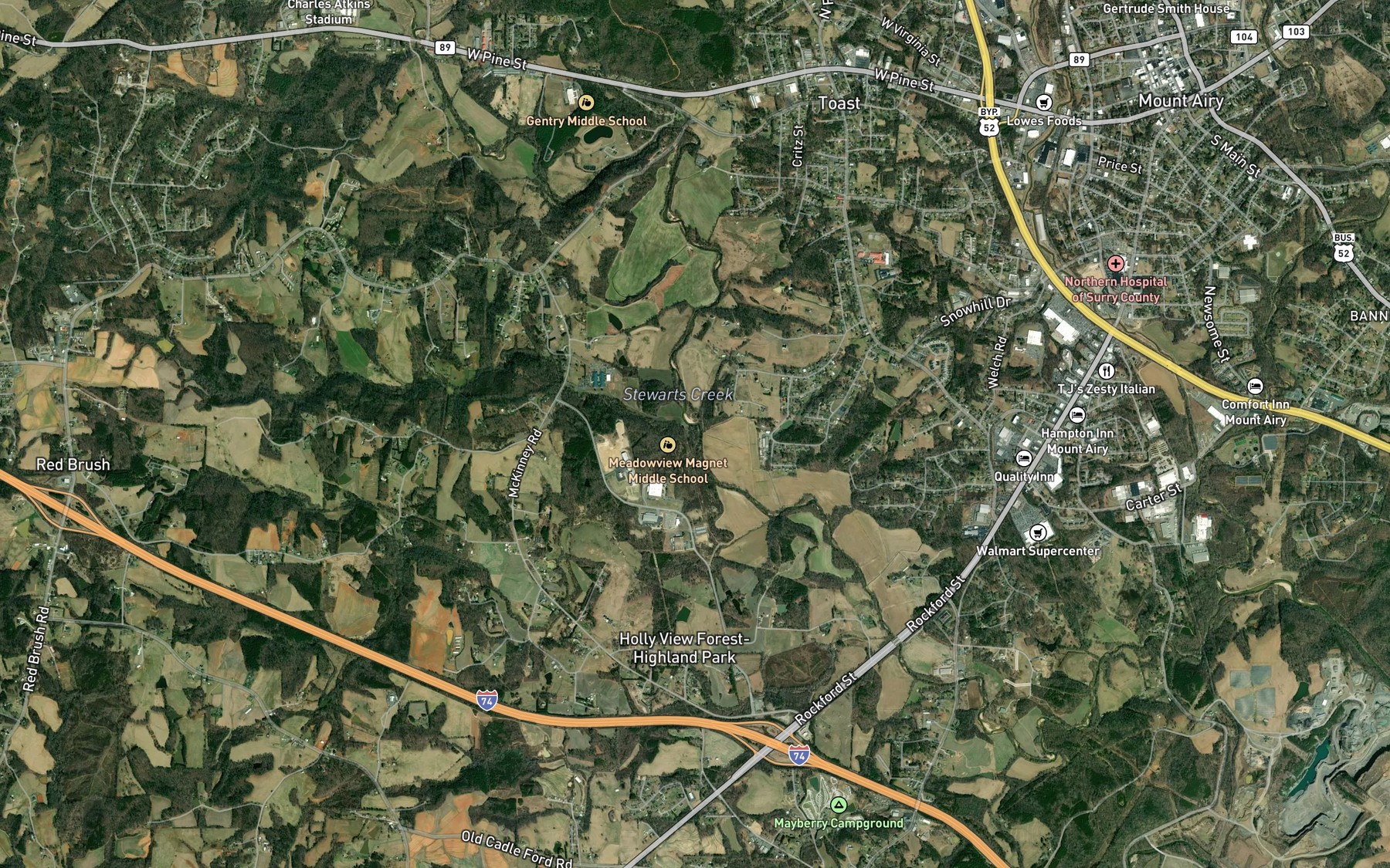 Satellite map of the Turners Creek