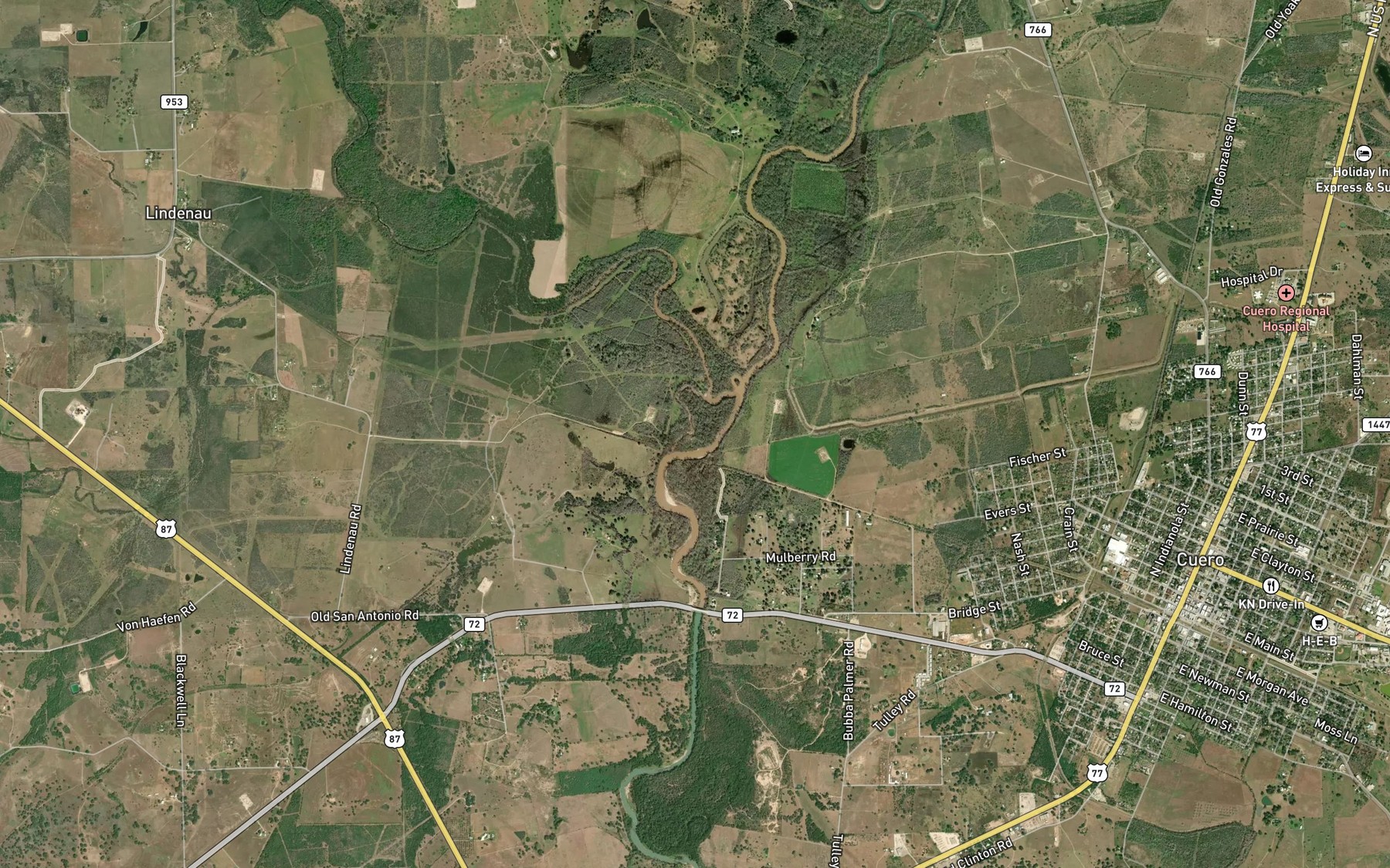 Satellite map of the Sandies Creek