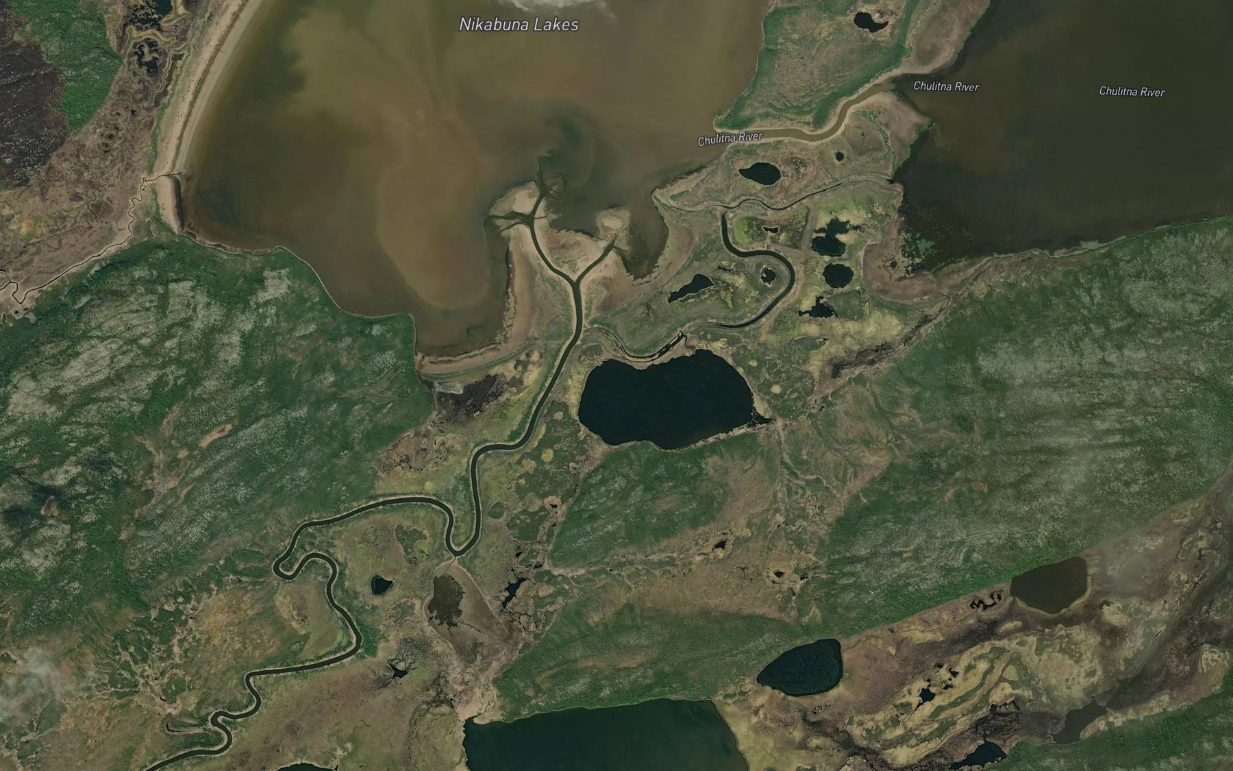 Satellite map of the Nikabuna Lakes