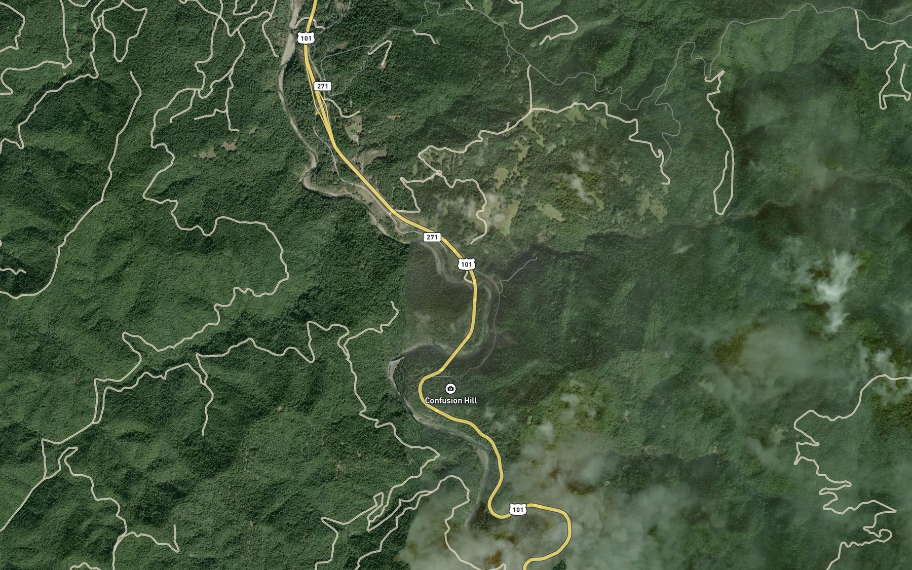 Satellite map of the Red Mountain Creek