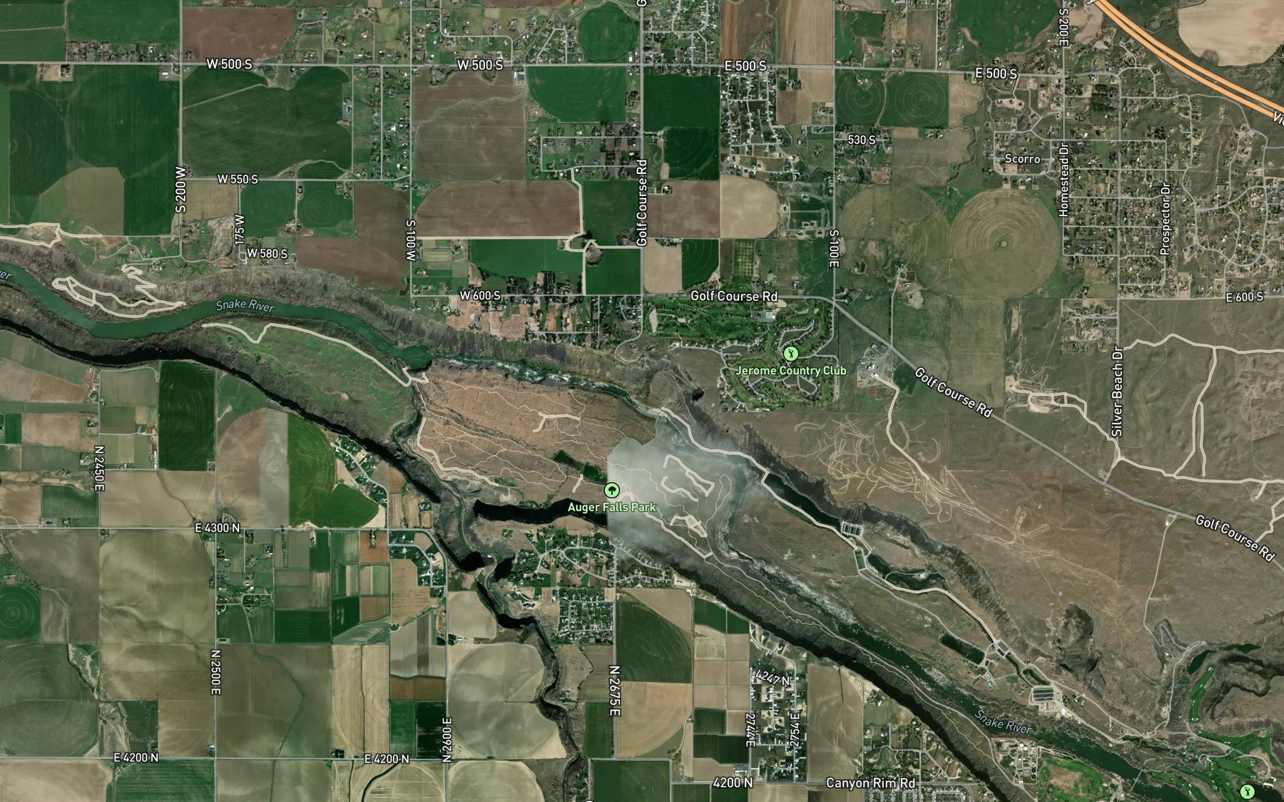 Satellite map of the Alpheus Creek