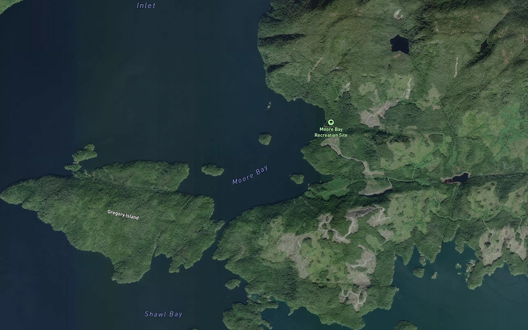 Satellite map of the Moore Bay